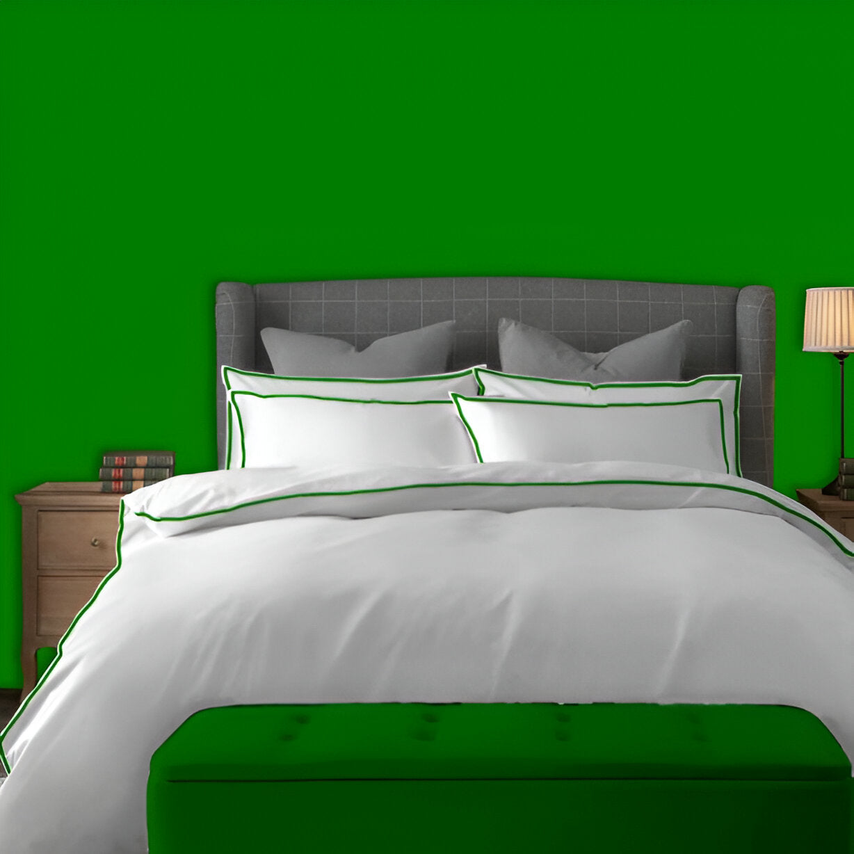 400TC Embroidery Cotton Sateen Solid Duvet Cover Set