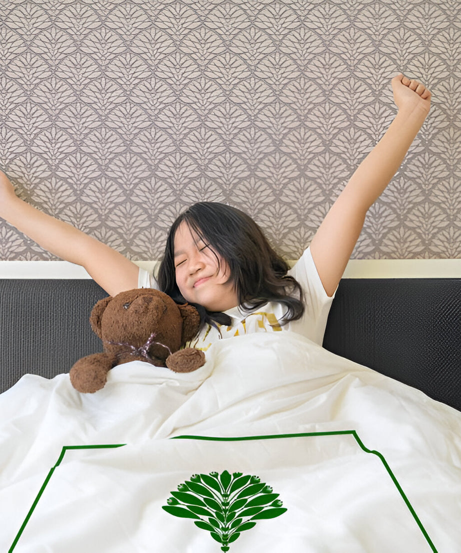 Leafy Embroidered Cotton Sateen Duvet Cover Set