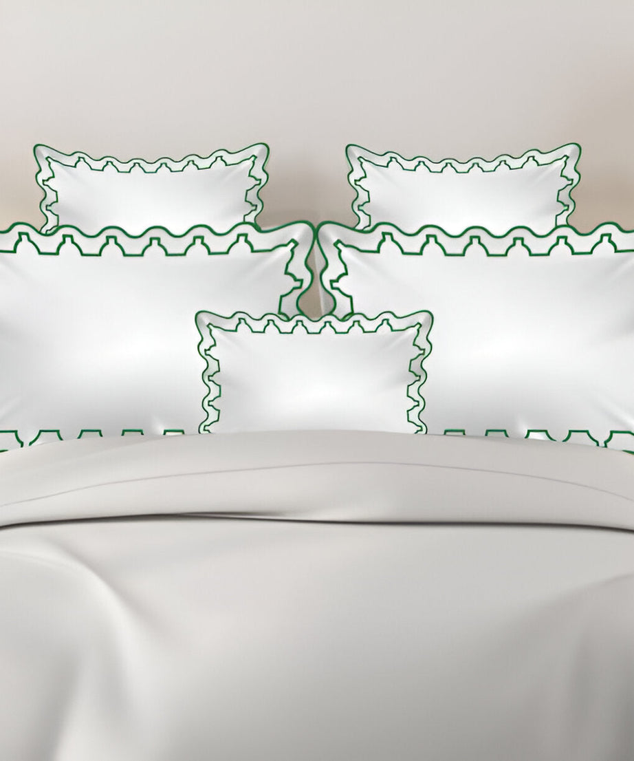 Imaginary Scallop 400TC Cotton Embroidery Sateen Solid Duvet Cover Set