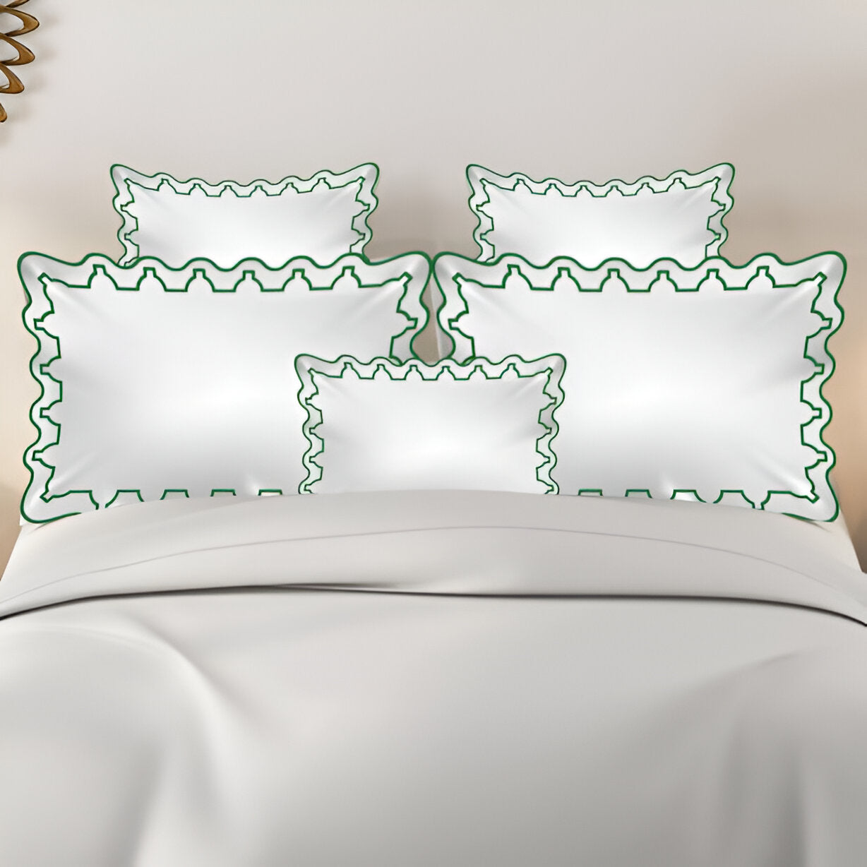 Imaginary Scallop 400TC Cotton Embroidery Sateen Solid Duvet Cover Set