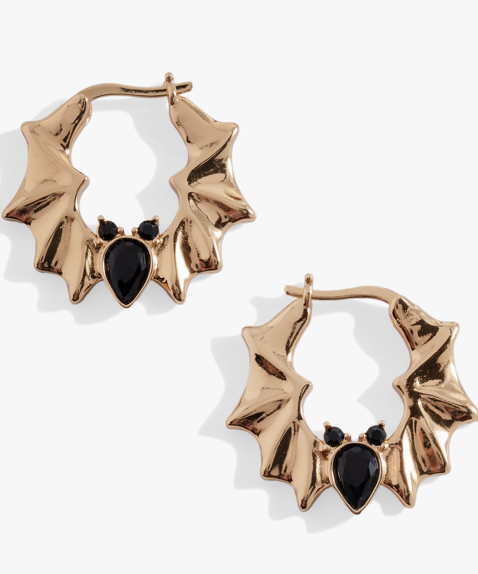 Crystal Bat Hoop Earrings
