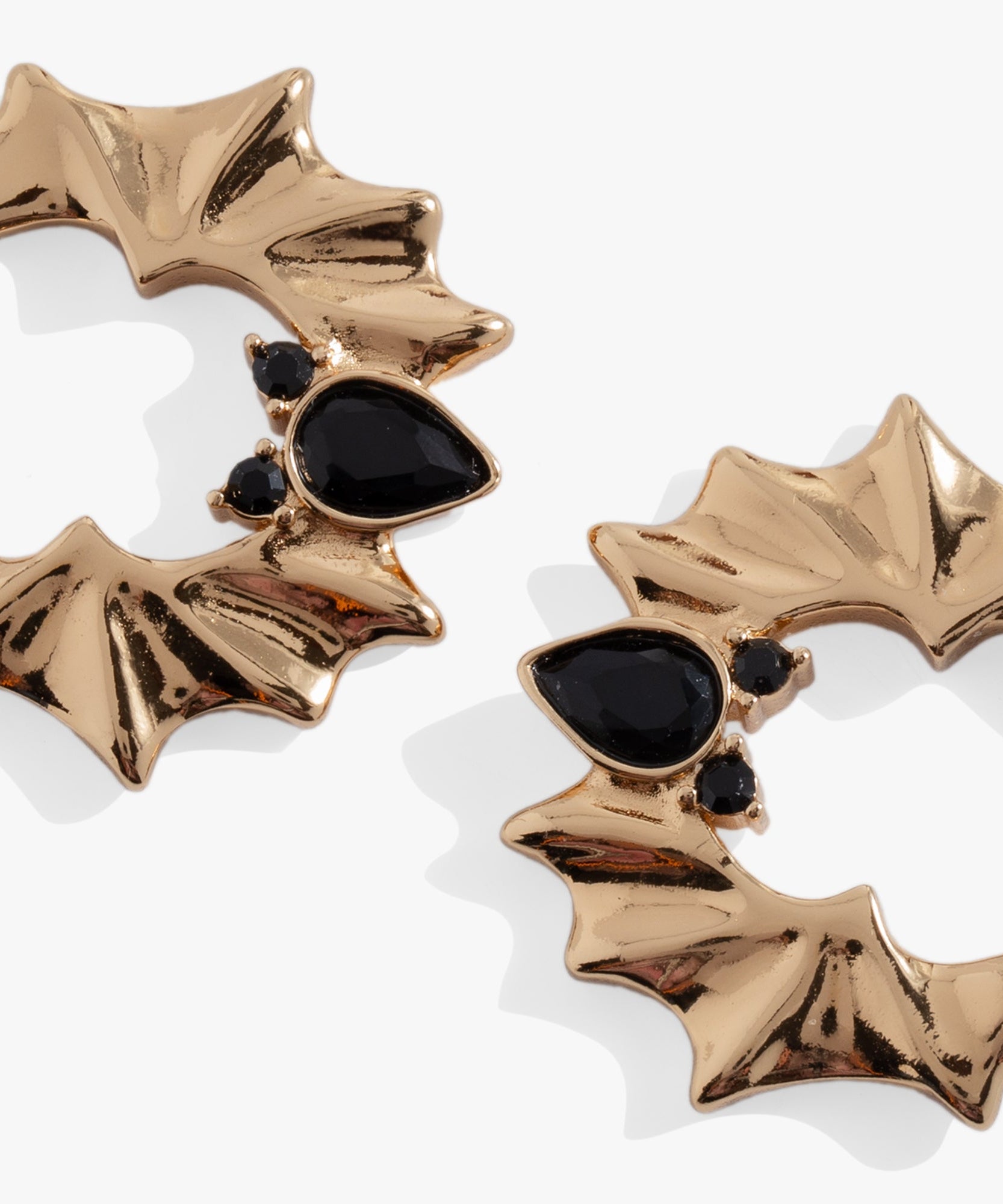 Crystal Bat Hoop Earrings