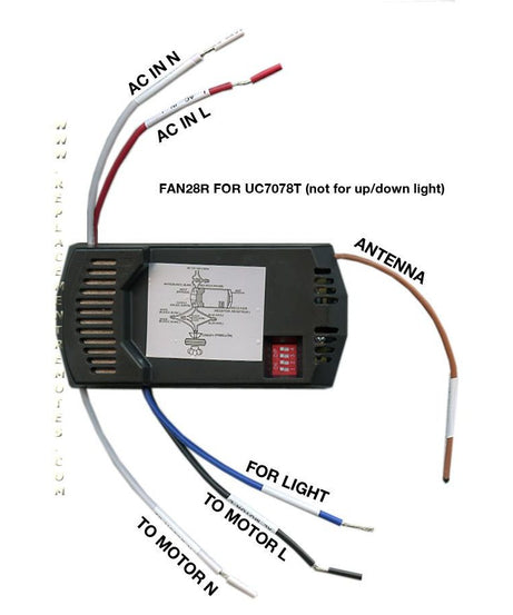 Substitute for Hampton Bay FAN28R HD5 KIT Ceiling Fan Remote Control Kit [RR7079TKIT]