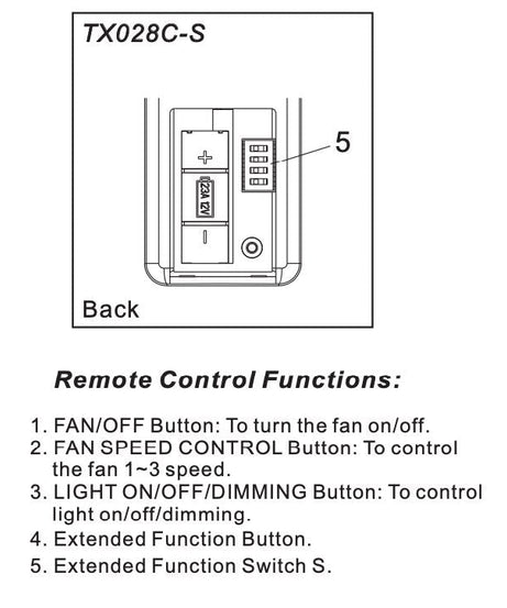 Hampton Bay TX028C-S Ceiling Fan Remote Control