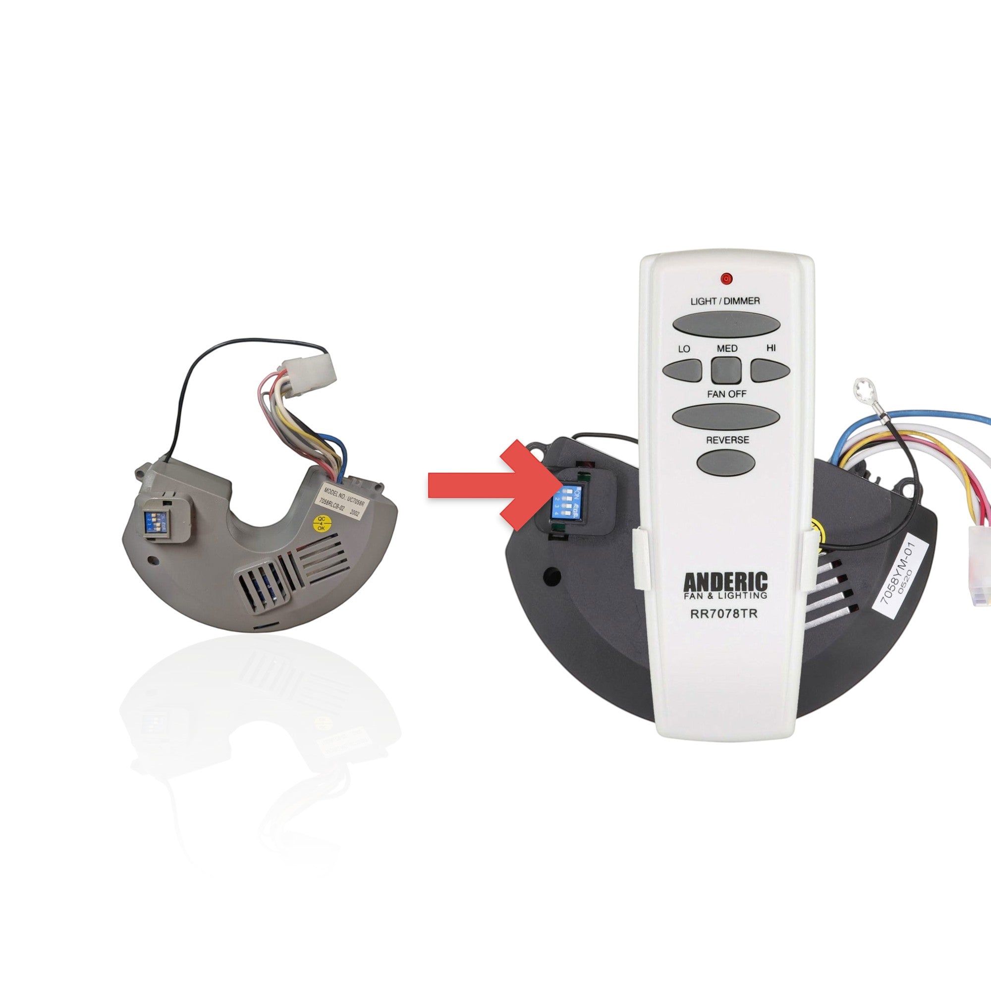 Anderic Substitute for Hampton Bay 7058RLCB-02 Ceiling Fan Receiver [UC7058RKIT]
