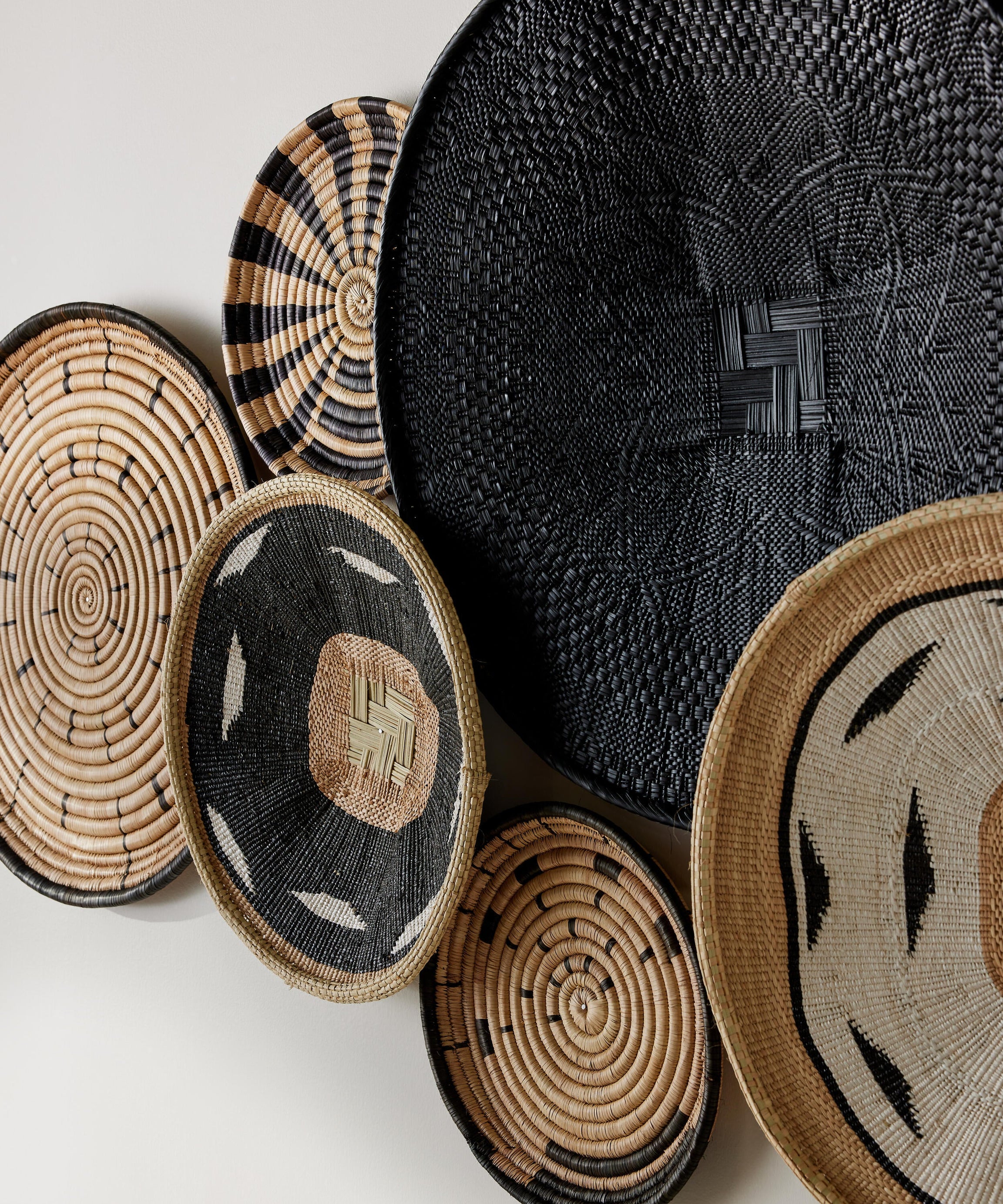 Hand-Painted Black Binga Flat Basket