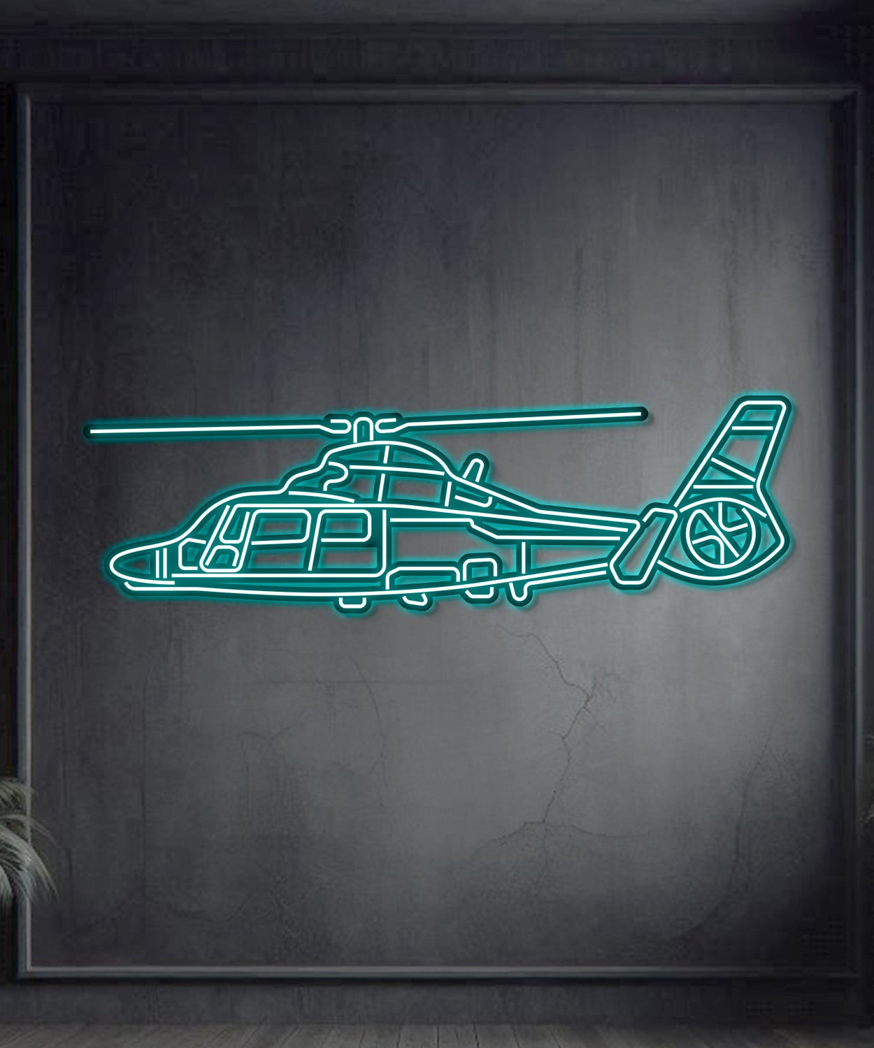 AS365 Dauphin Metal Neon Wandkunst Flugzeug - NCN0014