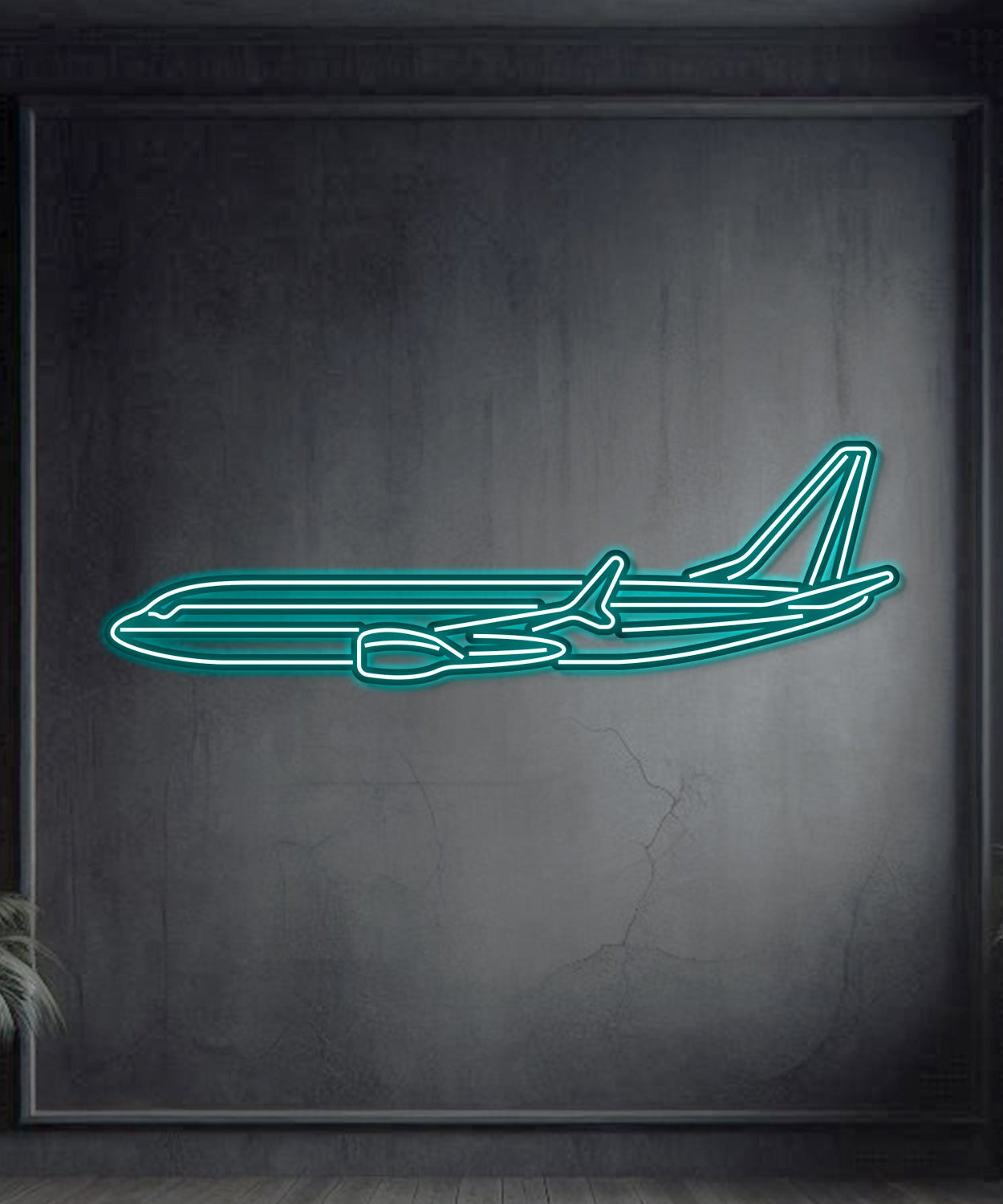 737 Metall-Neonflugzeug-Wandkunst – NCN0002