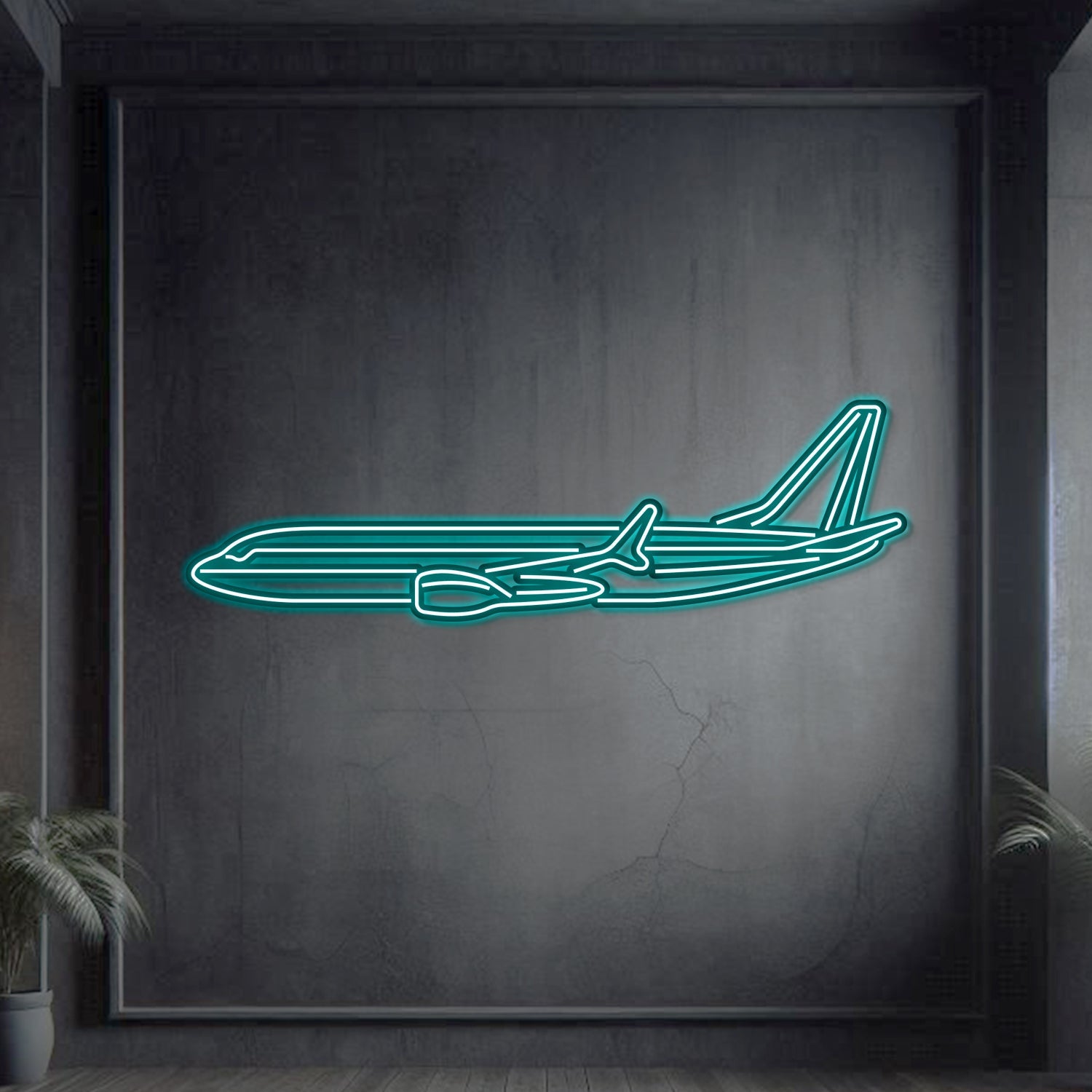 737 Metall-Neonflugzeug-Wandkunst – NCN0002