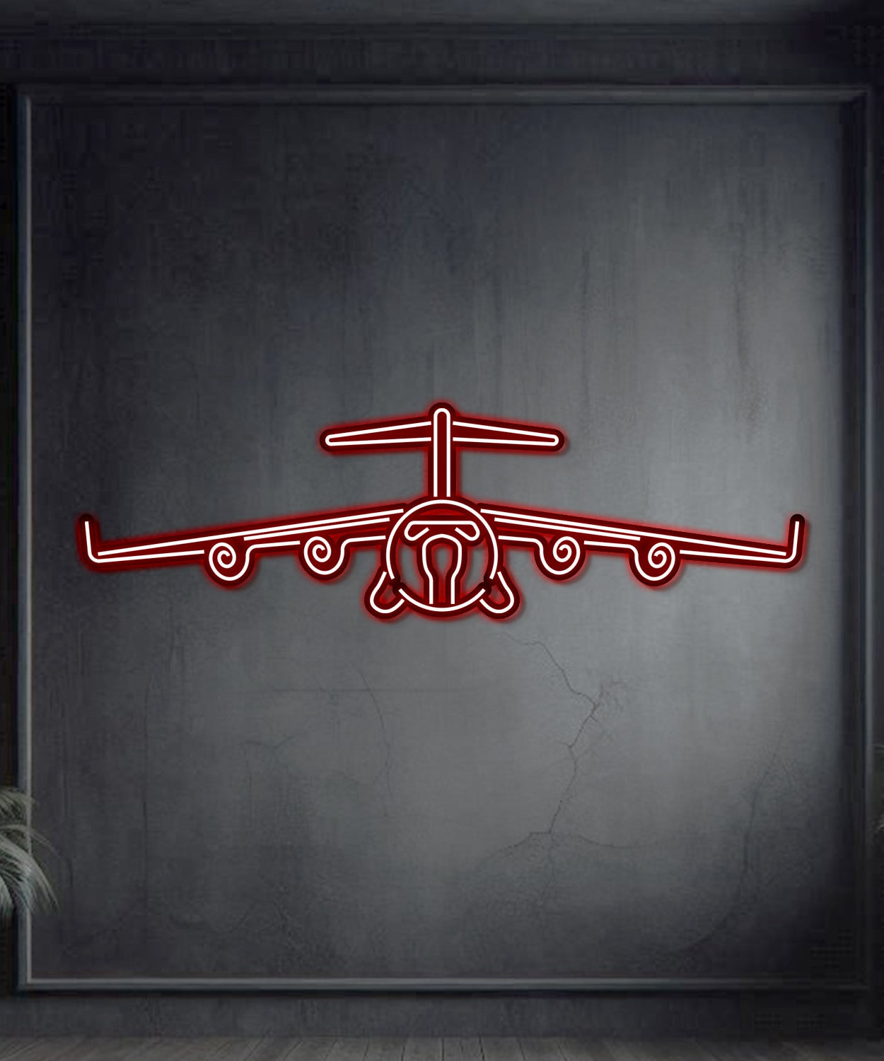 C-17 Globemaster III Metall Neon Flugzeug Wandkunst - NCN0018