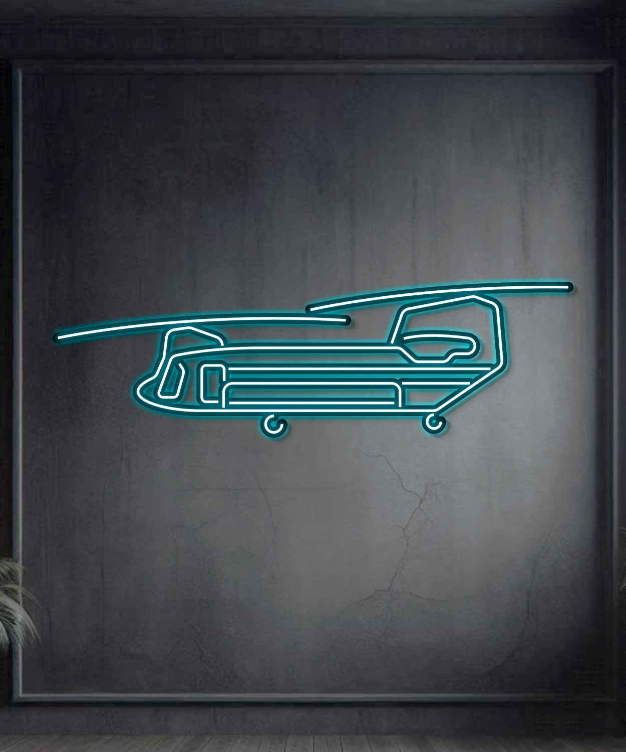 Chinook CH-47 Metall-Neon-Wandkunst – NCN0024