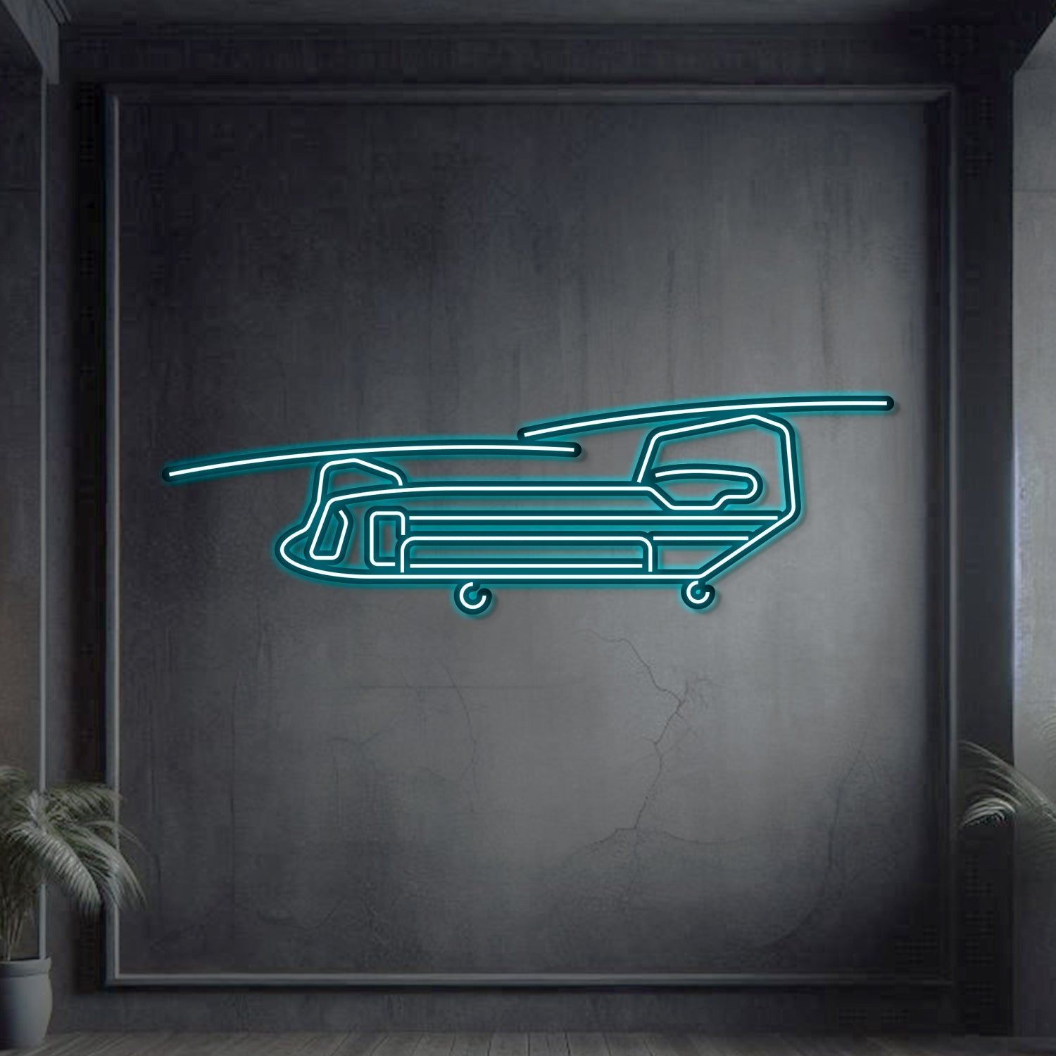 Chinook CH-47 Metall-Neon-Wandkunst – NCN0024