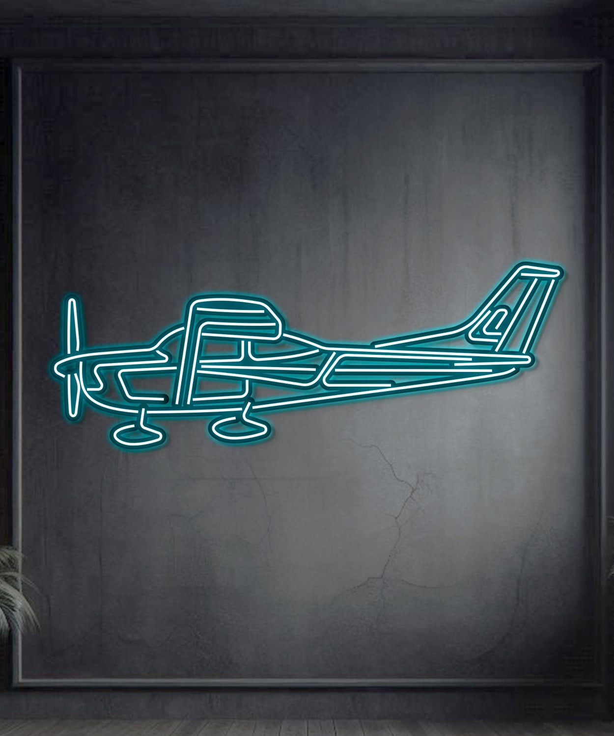 C182 Metall Neon Flugzeug Wandkunst - NCN0021