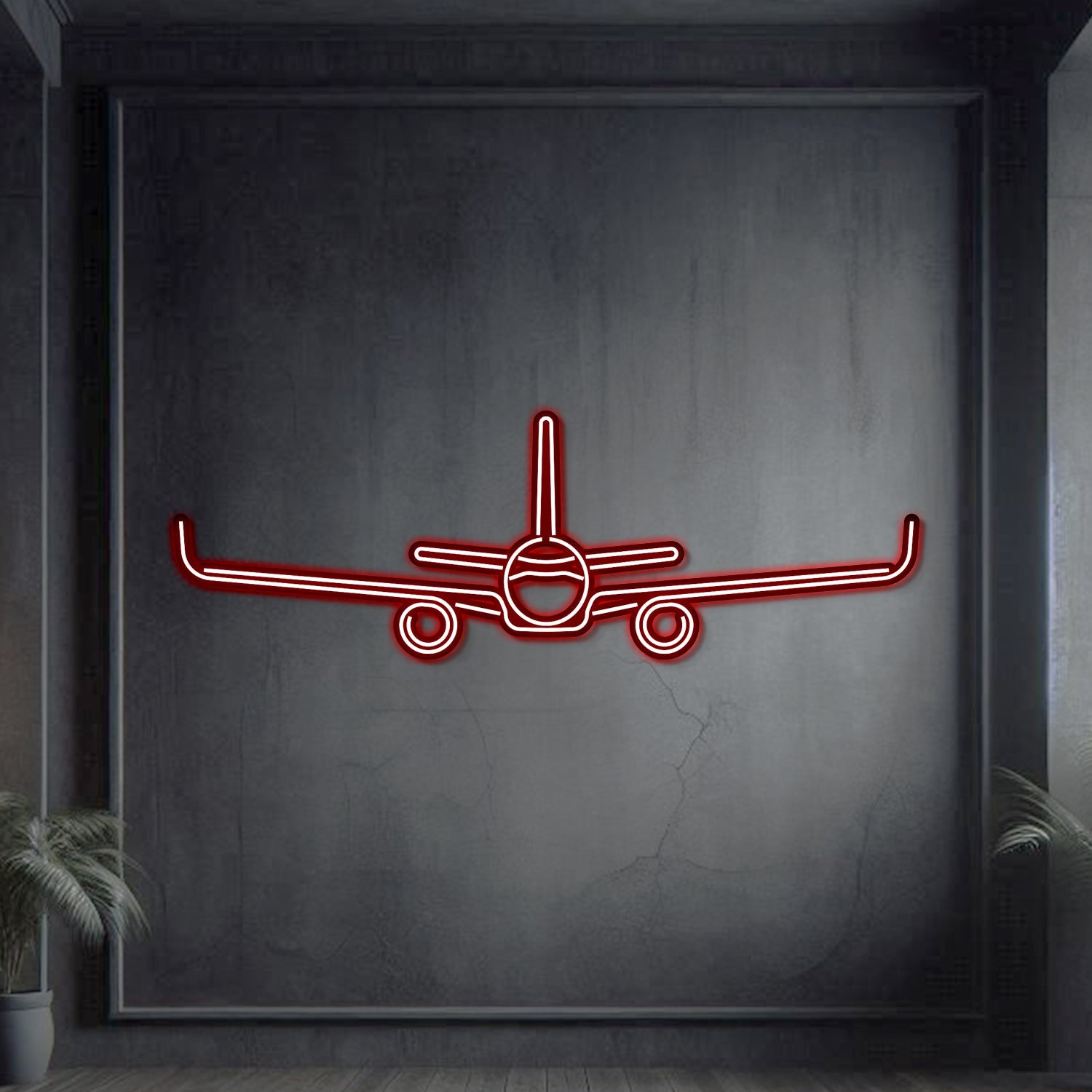 A321 Flugzeug Wandkunst aus Metall im Neon-Stil - NCN0009