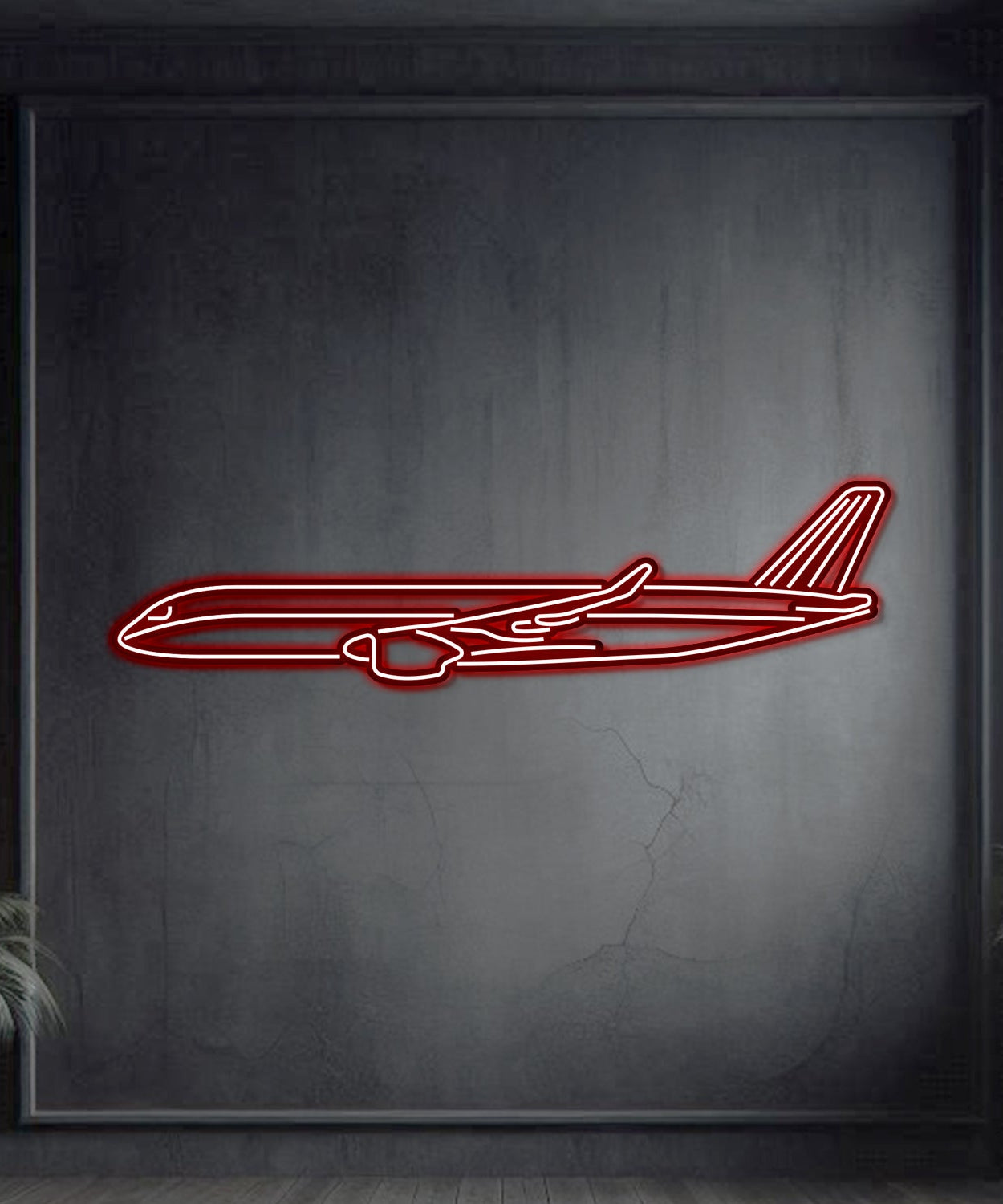 A350 Metall Neon Flugzeug Wandkunst - NCN0010