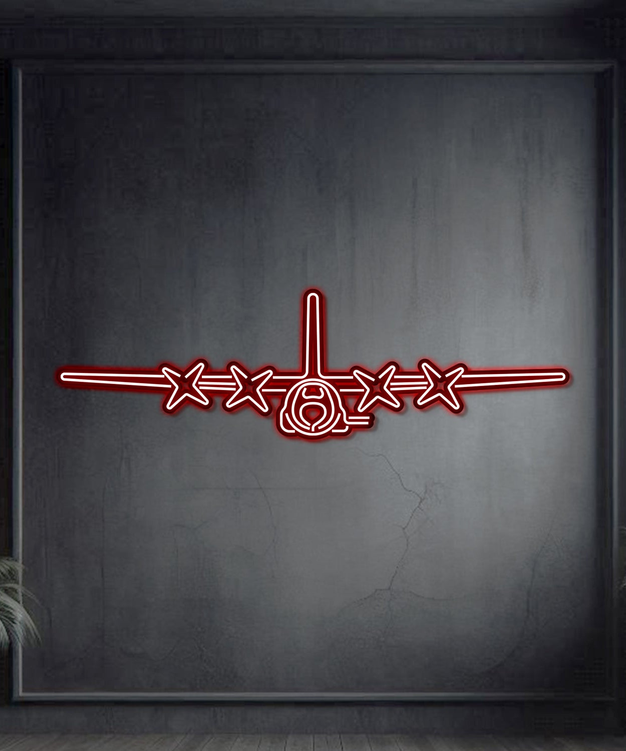 AC-130U Front Metall Neon Flugzeug Wandkunst - NCN0012
