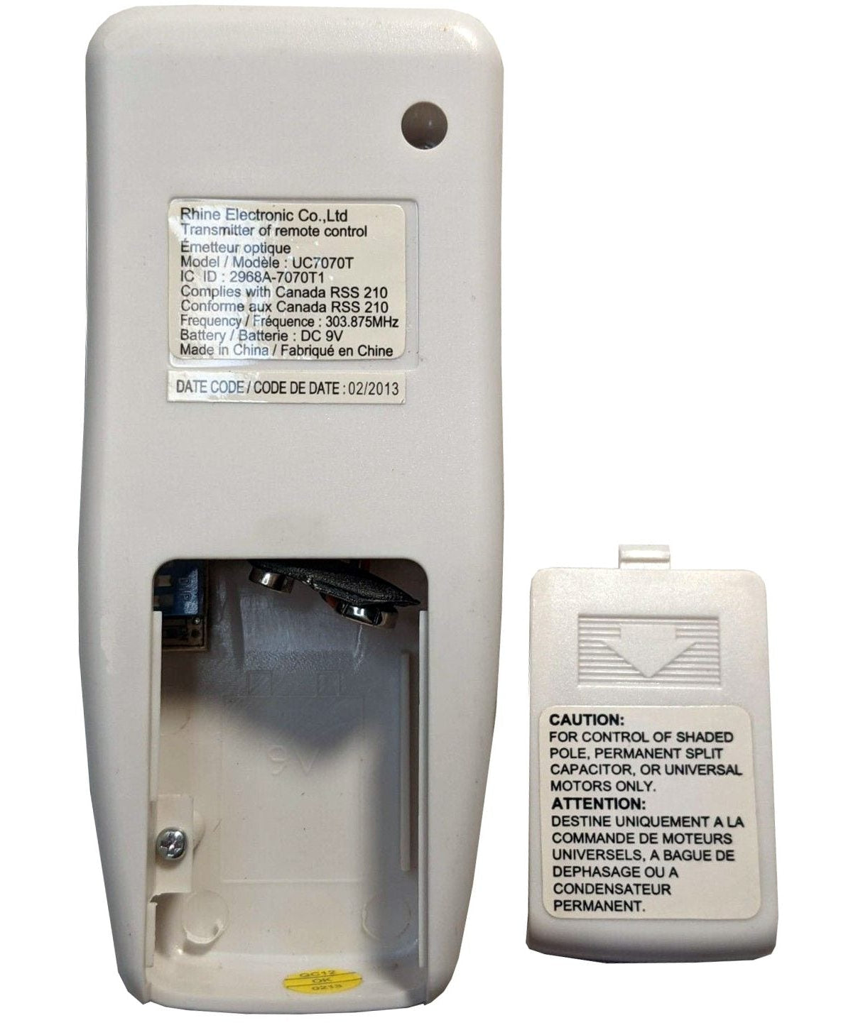 Harbor Breeze UC7070T Ceiling Fan Remote Control