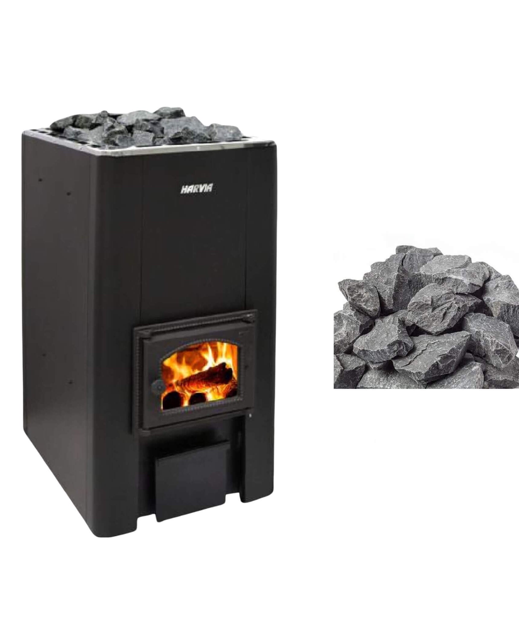 Harvia 50 40KW Black Floor Mount Wood-Burning Sauna Stove With Sauna Stones [WK500] (SAK73164)
