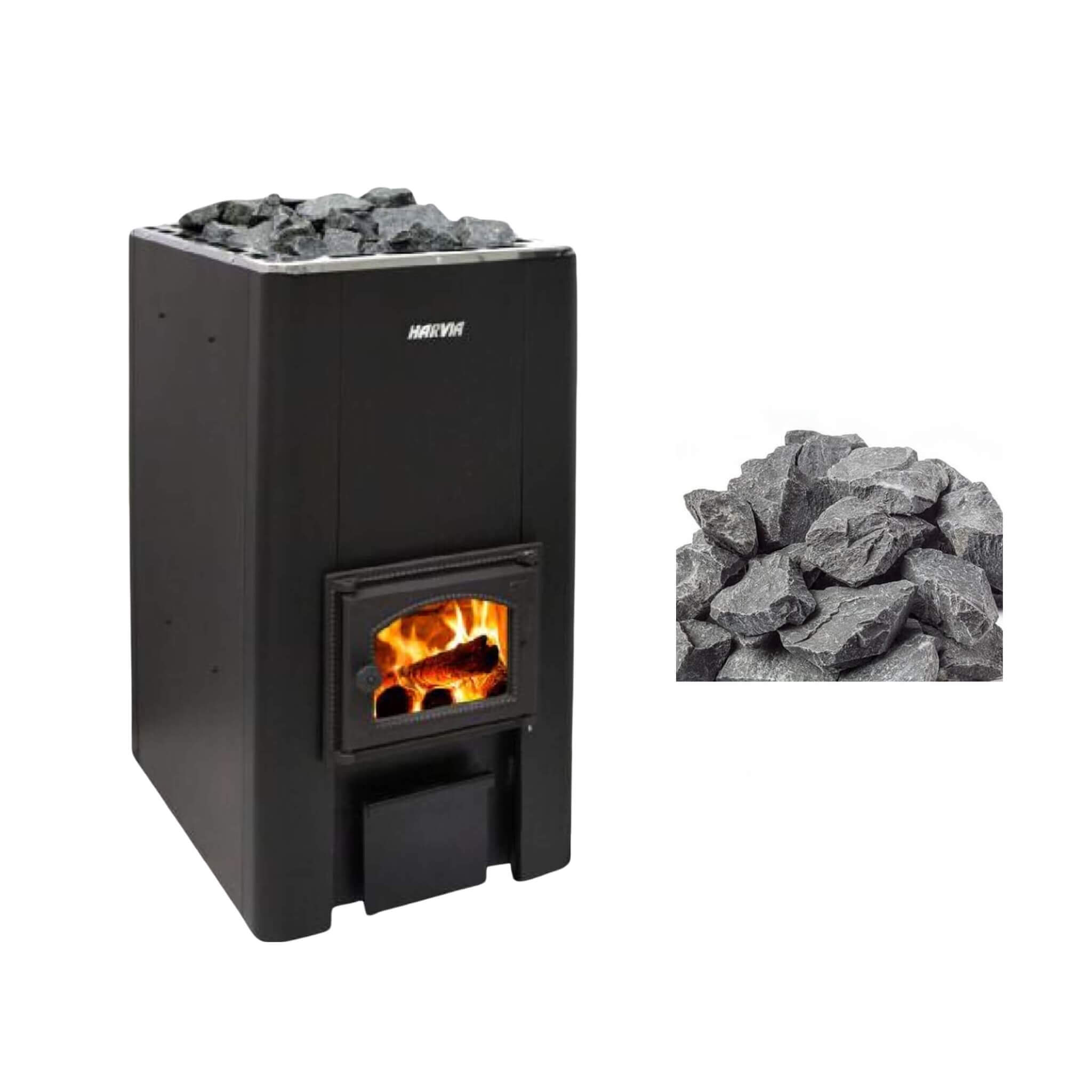 Harvia 50 40KW Black Floor Mount Wood-Burning Sauna Stove With Sauna Stones [WK500] (SAK73164)