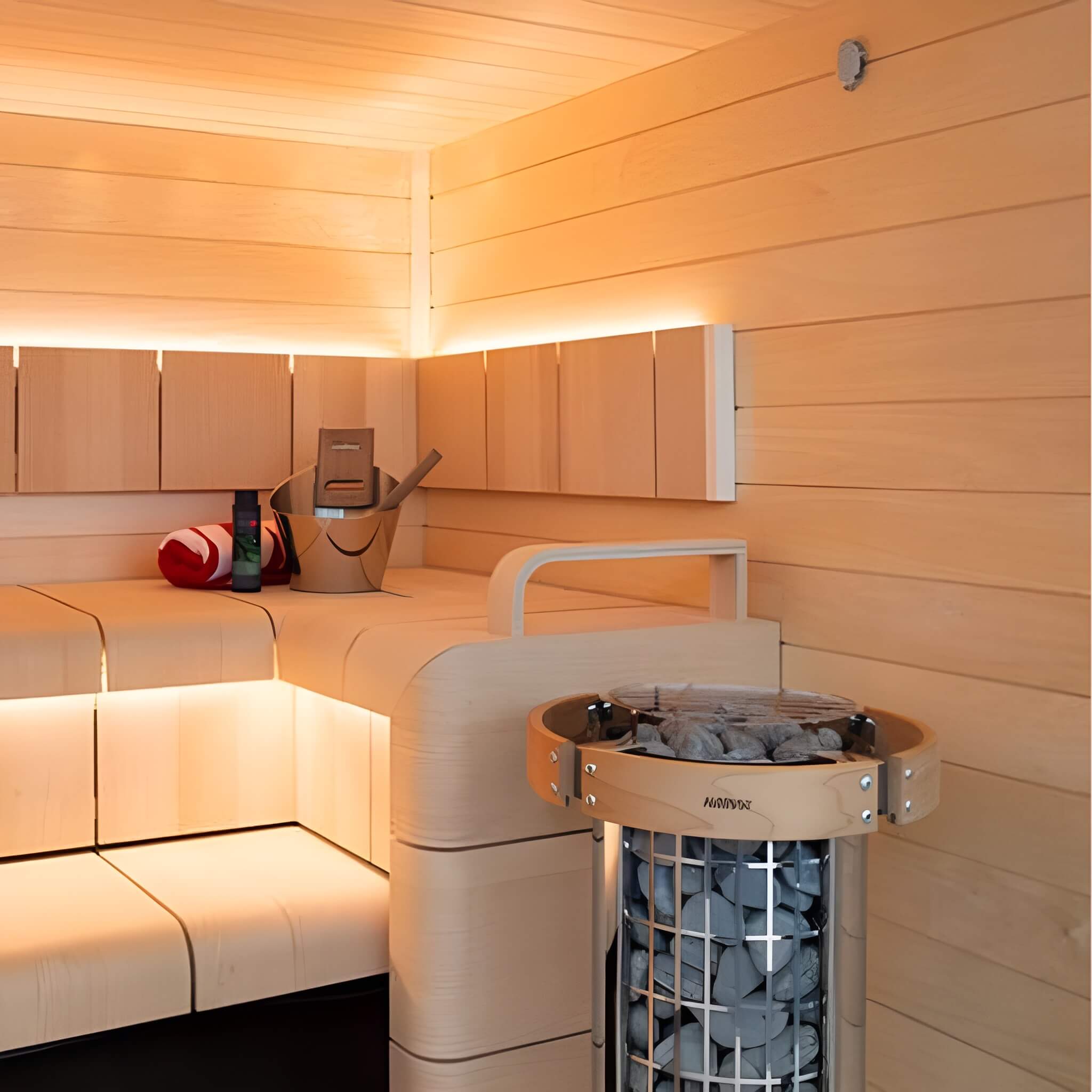 Harvia Cilindro UL Certified Electric Sauna Heater With Xenio CX45 Digital Control Panel & Sauna Stones [PC60/80/90/110E] (SAK86571)