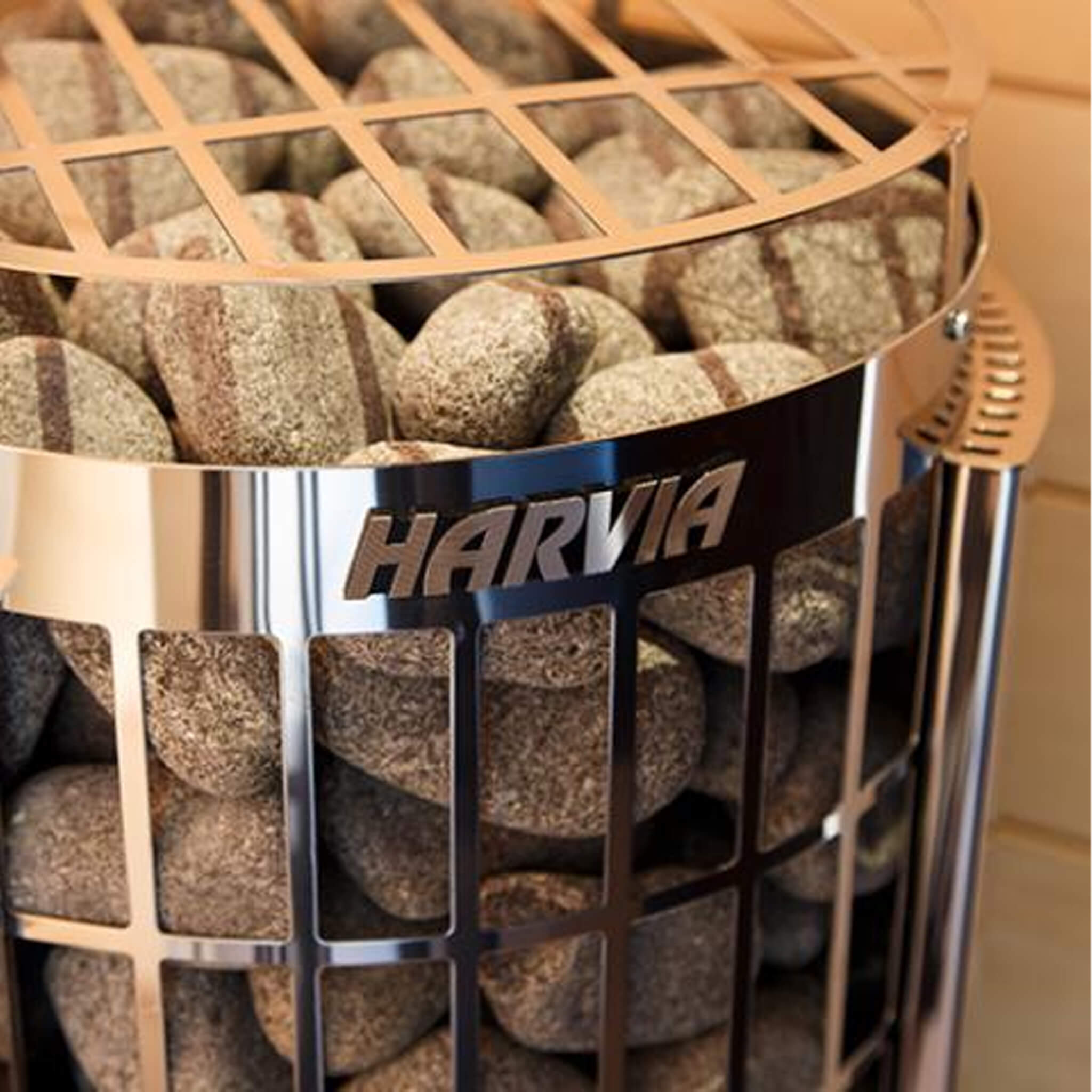 Harvia Cilindro UL Certified Electric Sauna Heater With Xenio CX45 Digital Control Panel & Sauna Stones [PC60/80/90/110E] (SAK86571)