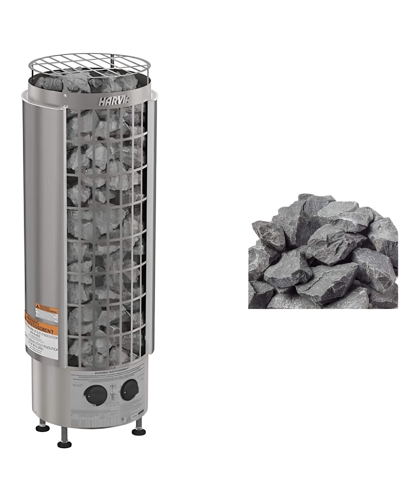 Harvia Cilindro Modern Steel Pillar Style Sauna Heater W/ Sauna Stones [PC60/80/90] (SAK84937)
