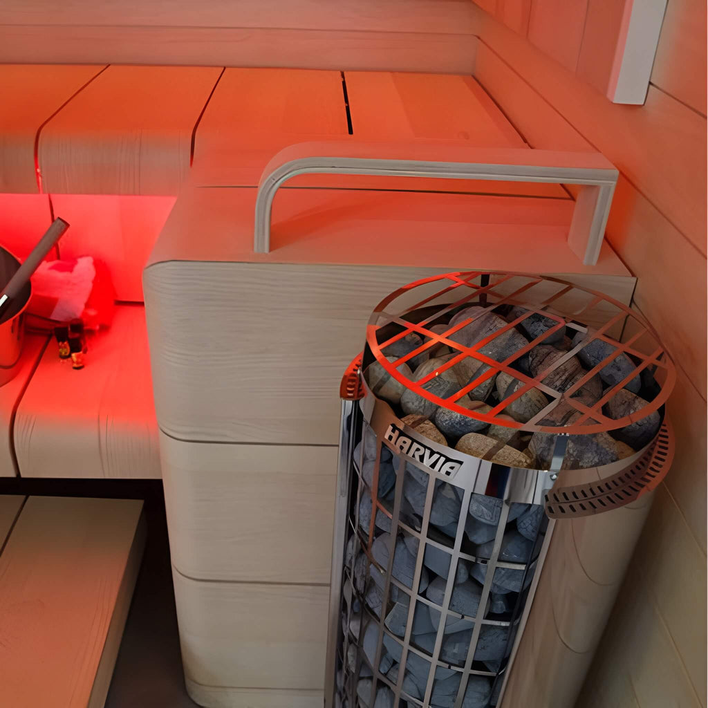 Harvia Cilindro UL Certified Electric Sauna Heater With Xenio CX45 Digital Control Panel & Sauna Stones [PC60/80/90/110E] (SAK86571)