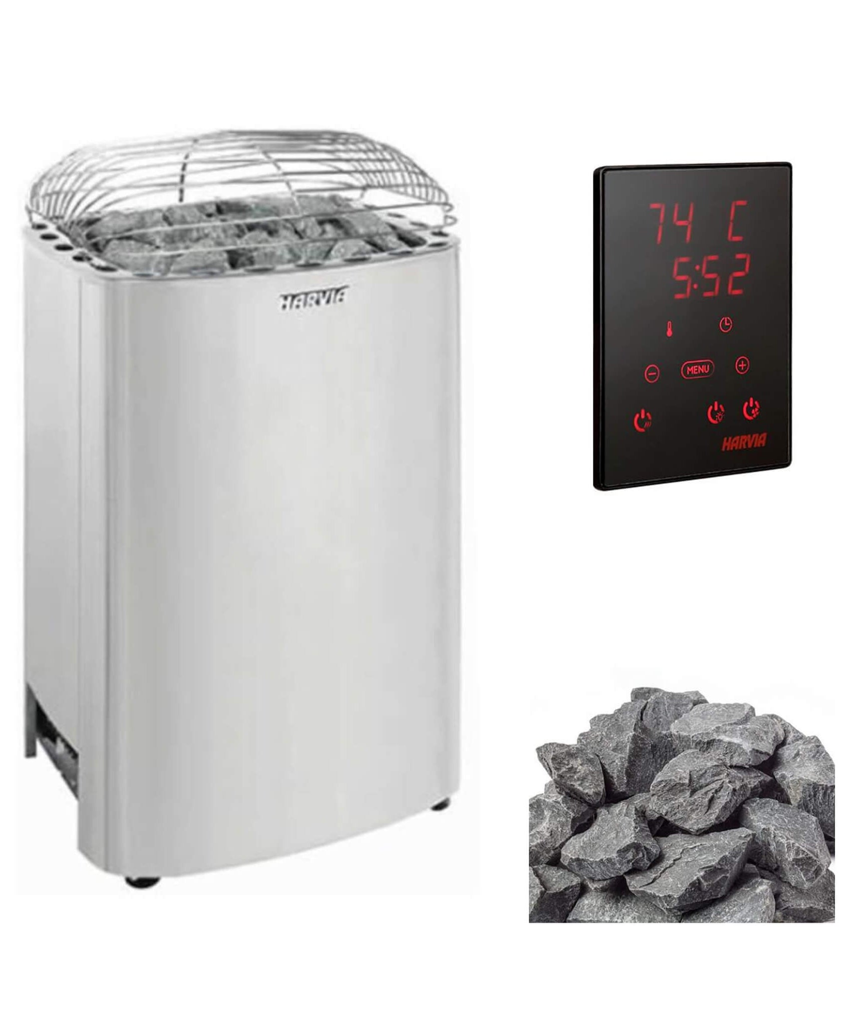Harvia Club Deluxe Stainless Steel Electric Sauna Heater With Digital Control & Sauna Stones [HRKGU] (SAK27619)