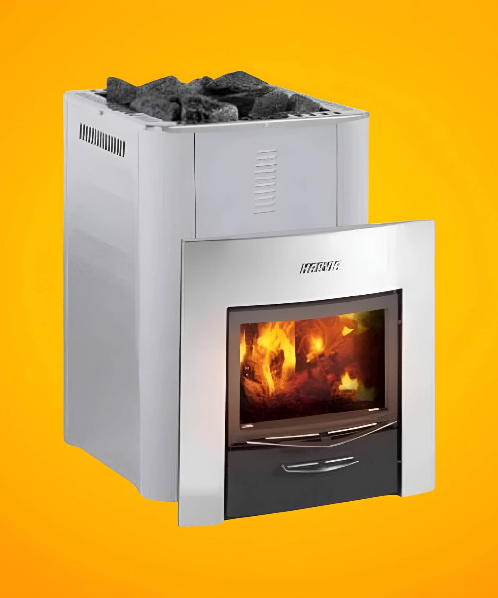 Harvia Duo Series Stainless Steel Wood Sauna Stove With Sauna Stones [WK200SLUX/WK360SLUX] (SAK68420)