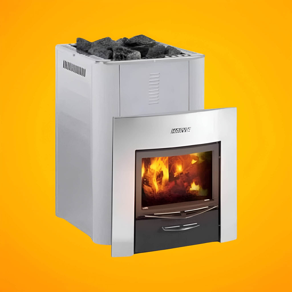 Harvia Duo Series Stainless Steel Wood Sauna Stove With Sauna Stones [WK200SLUX/WK360SLUX] (SAK68420)