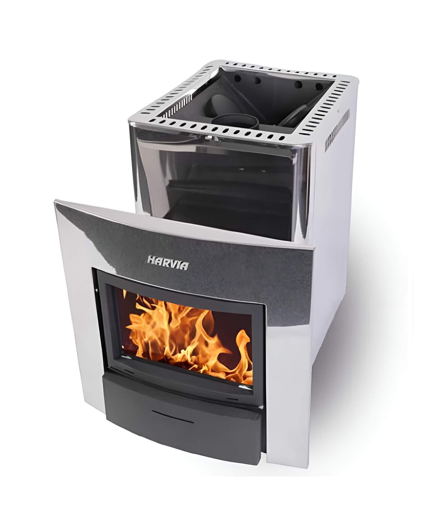 Harvia Duo Series Stainless Steel Wood Sauna Stove With Sauna Stones [WK200SLUX/WK360SLUX] (SAK68420)