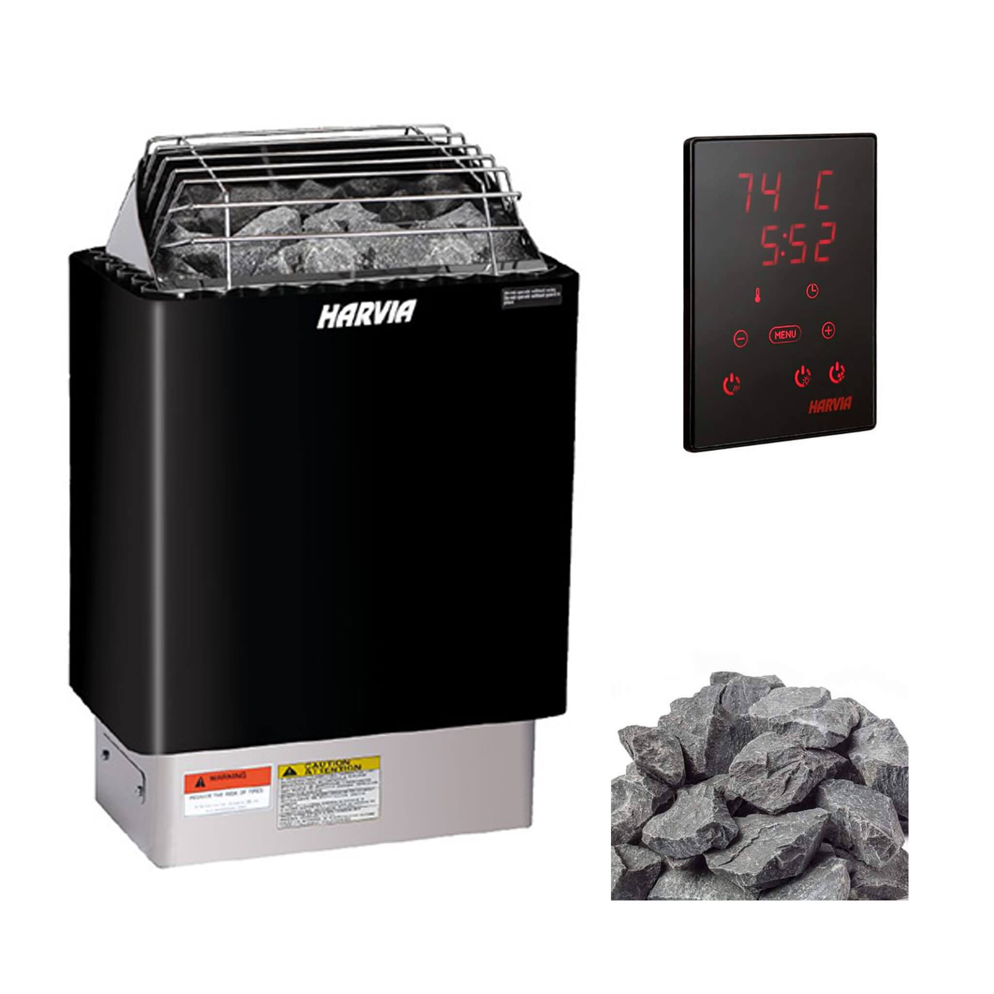 Harvia KIP60W 6KW UL Certified Electric Sauna Heater With Xenio CX170 Digital WIFI Control & Sauna Stones (SAK34791)