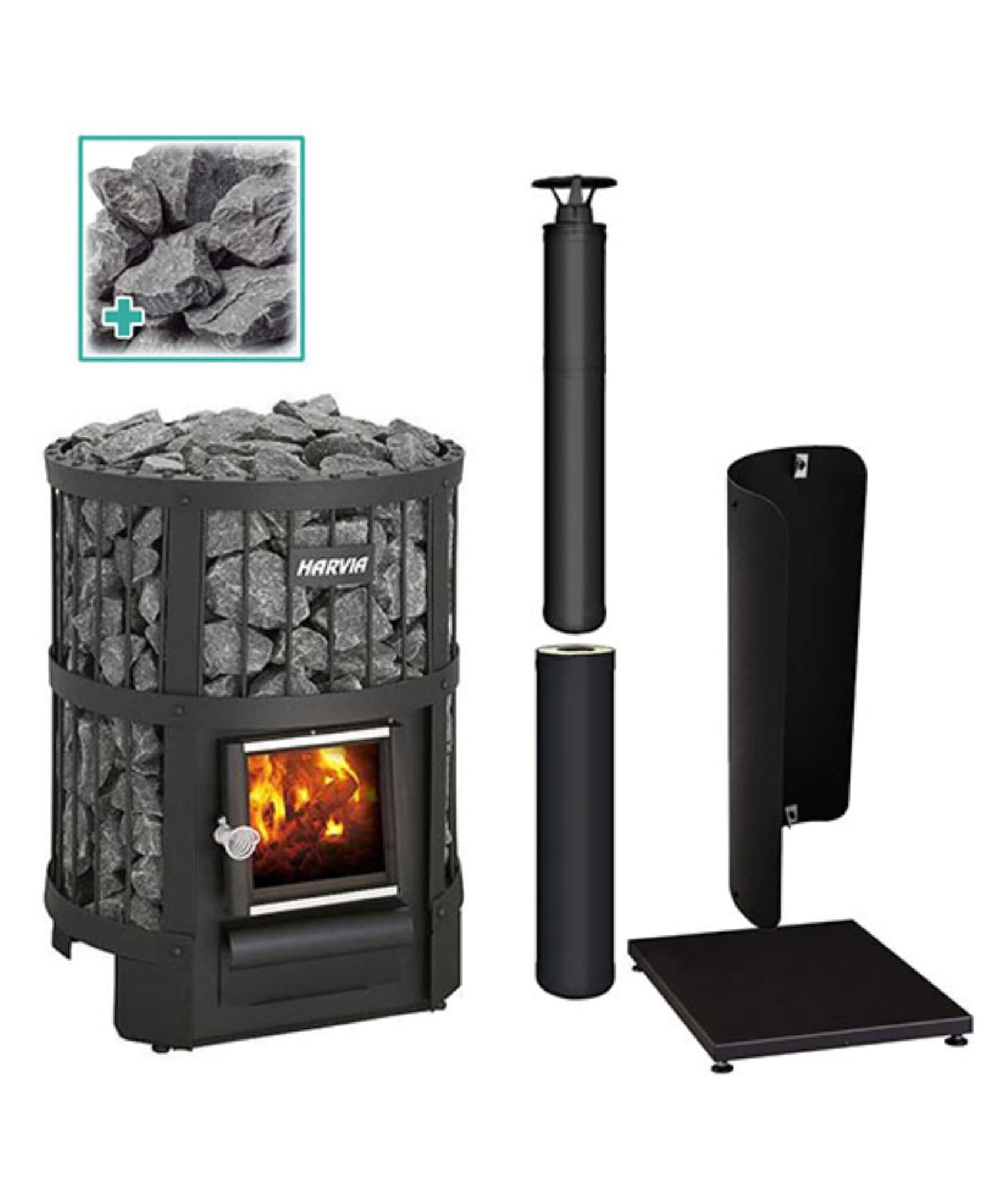 Harvia Legend 150 16KW Wood-Burning Sauna Stove Package [LGND-PKG-BK/SS] (SAK65148)