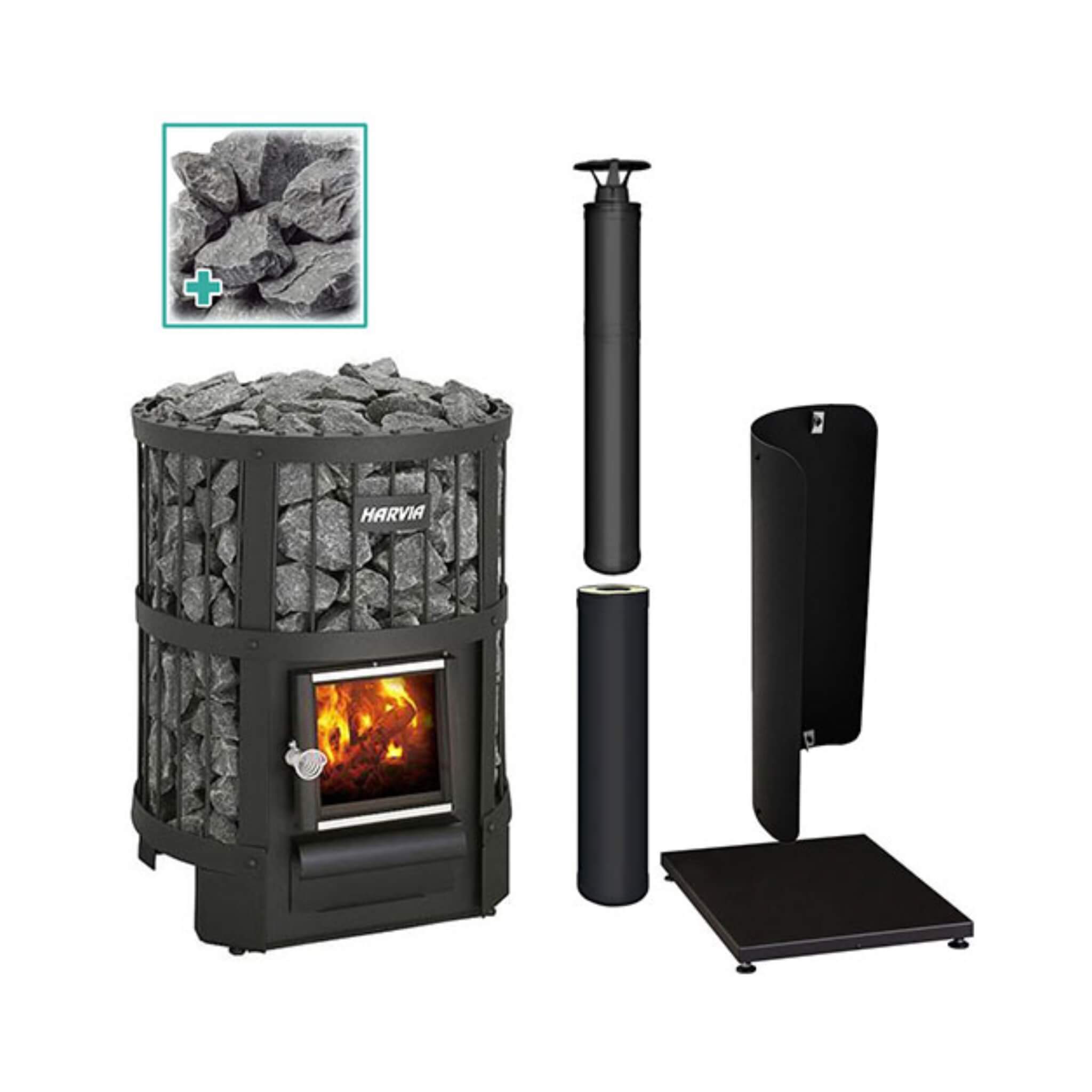 Harvia Legend 150 16KW Wood-Burning Sauna Stove Package [LGND-PKG-BK/SS] (SAK65148)
