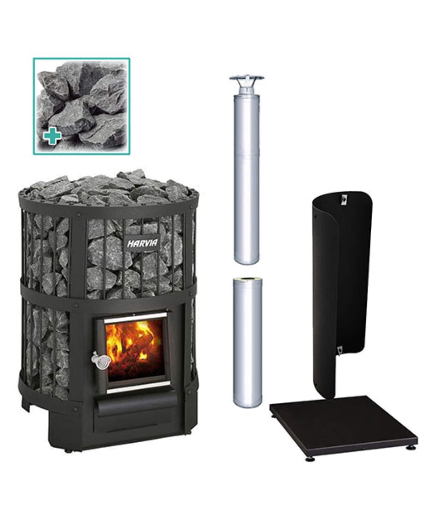 Harvia Legend 150 16KW Wood-Burning Sauna Stove Package [LGND-PKG-BK/SS] (SAK65148)