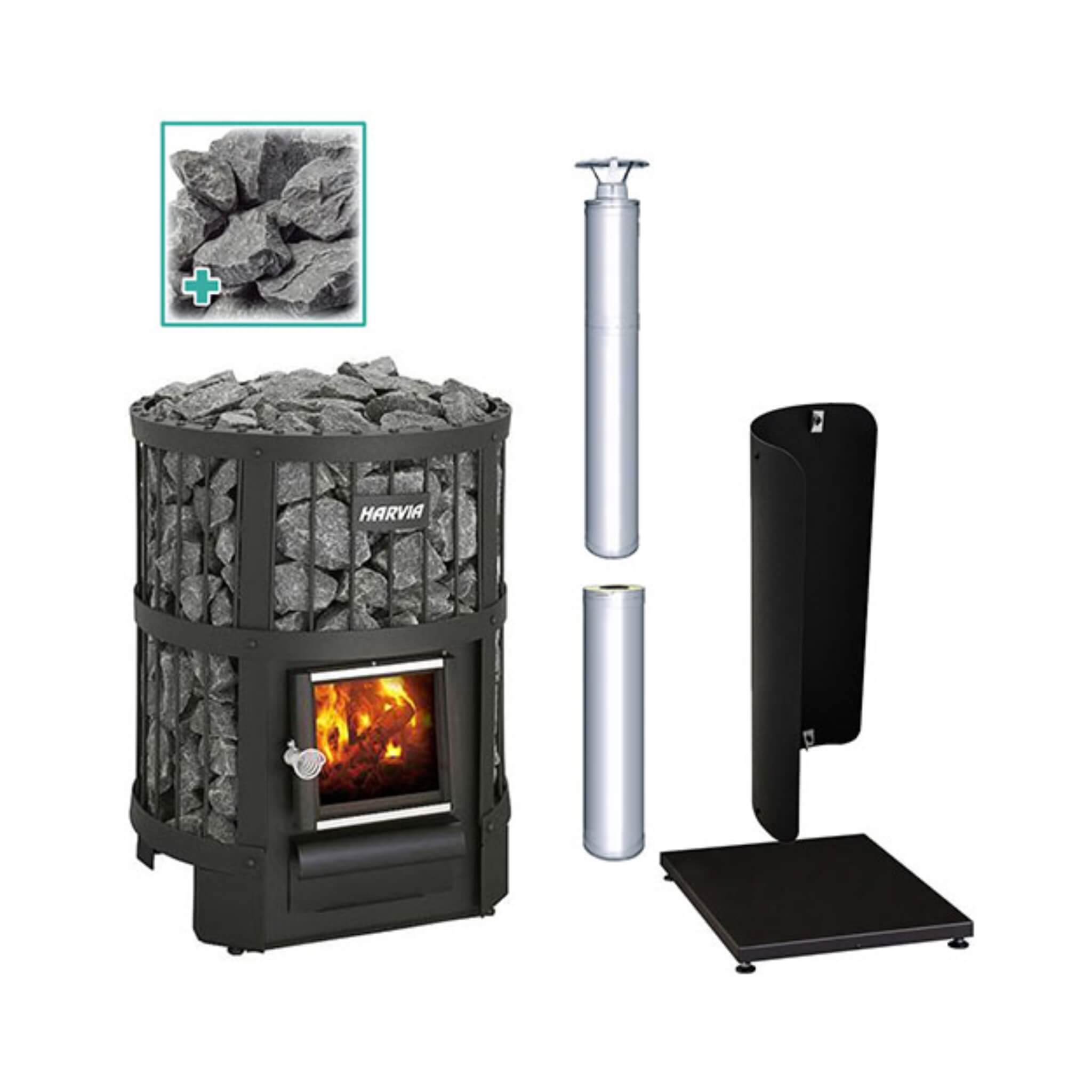 Harvia Legend 150 16KW Wood-Burning Sauna Stove Package [LGND-PKG-BK/SS] (SAK65148)