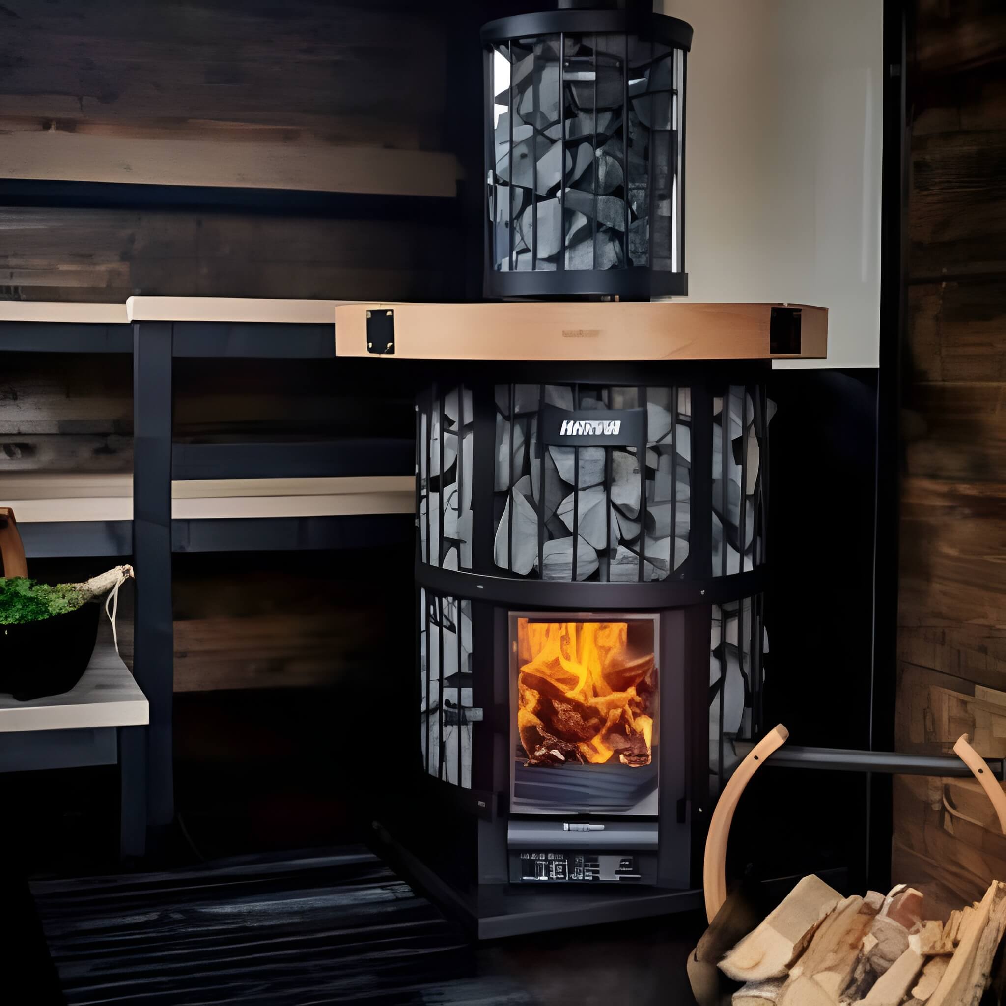 Harvia GreenFlame Legend 240 Wood Sauna Stove With Sauna Stones, 15.9KW [WK200LD] (SAK84935)