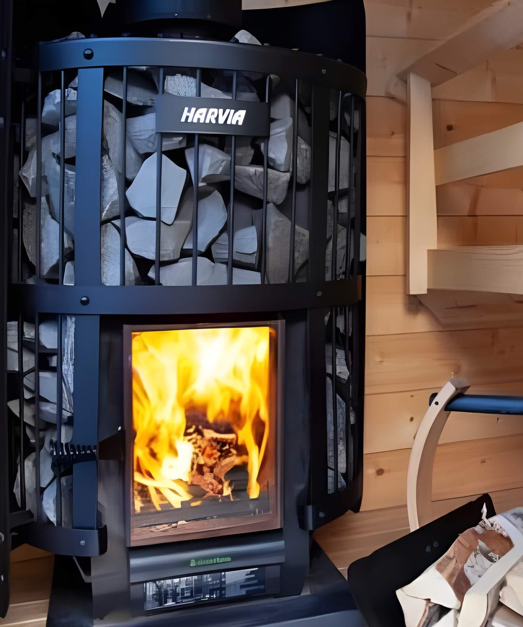 Harvia GreenFlame Legend 240 Wood Sauna Stove With Sauna Stones, 15.9KW [WK200LD] (SAK84935)