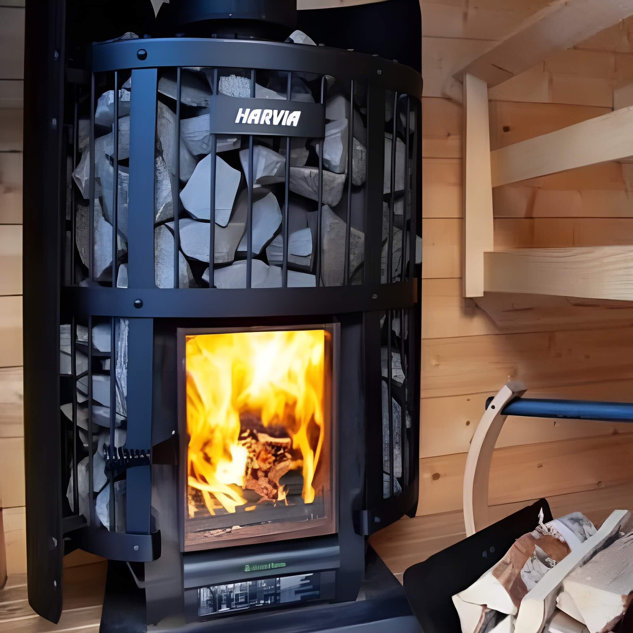 Harvia GreenFlame Legend 240 Wood Sauna Stove With Sauna Stones, 15.9KW [WK200LD] (SAK84935)