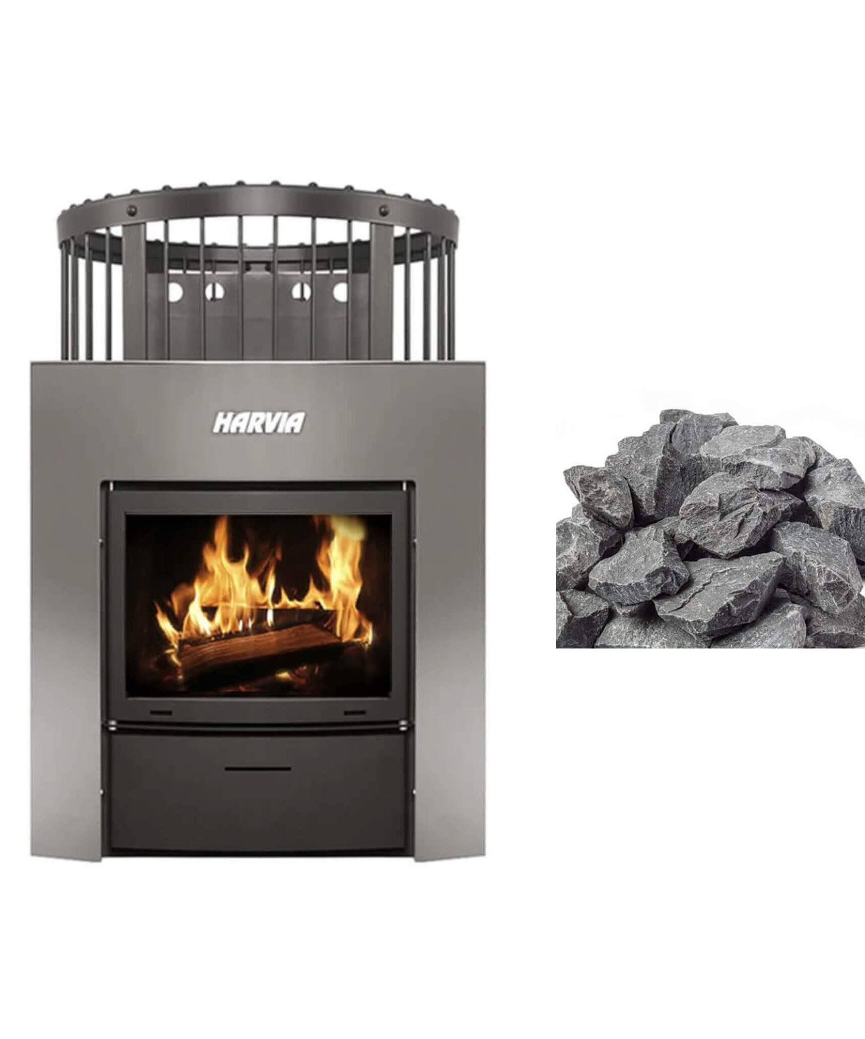 Harvia Legend Duo Wood Burning Sauna Stove/Fireplace Combo With Sauna Stones (SAK30749)