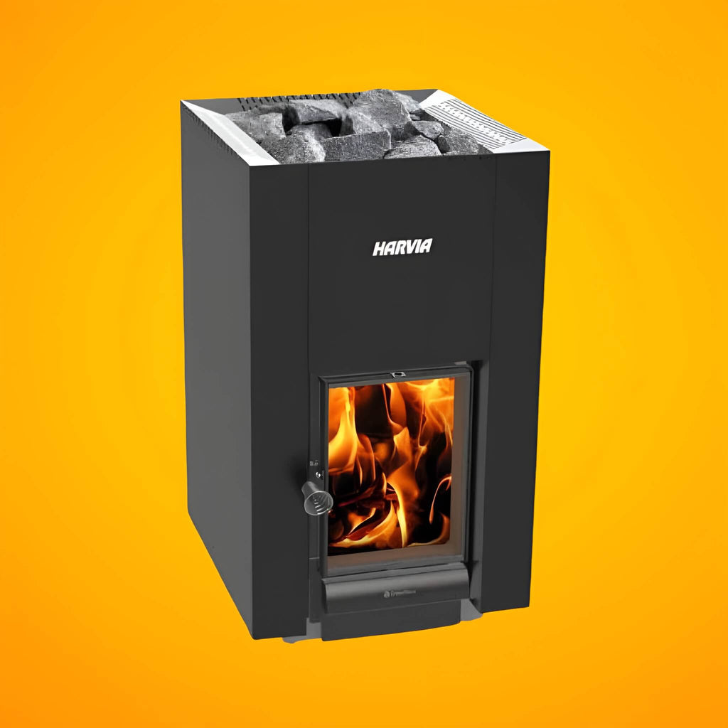 Harvia GreenFlame 22 Linear 15.7KW Wood Sauna Stove With Sauna Stones [WKLI22GM] (SAK62094)