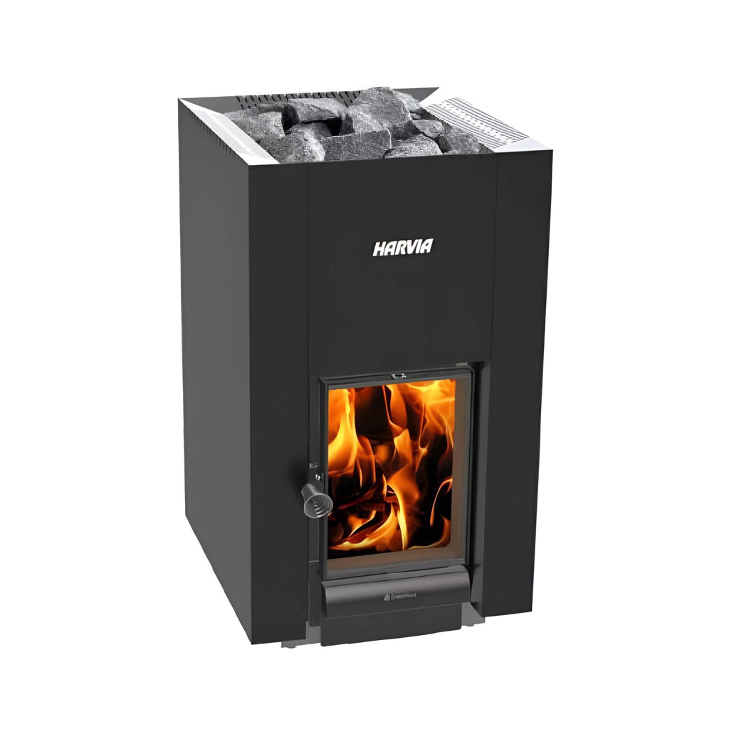 Harvia GreenFlame 22 Linear 15.7KW Wood Sauna Stove With Sauna Stones [WKLI22GM] (SAK62094)