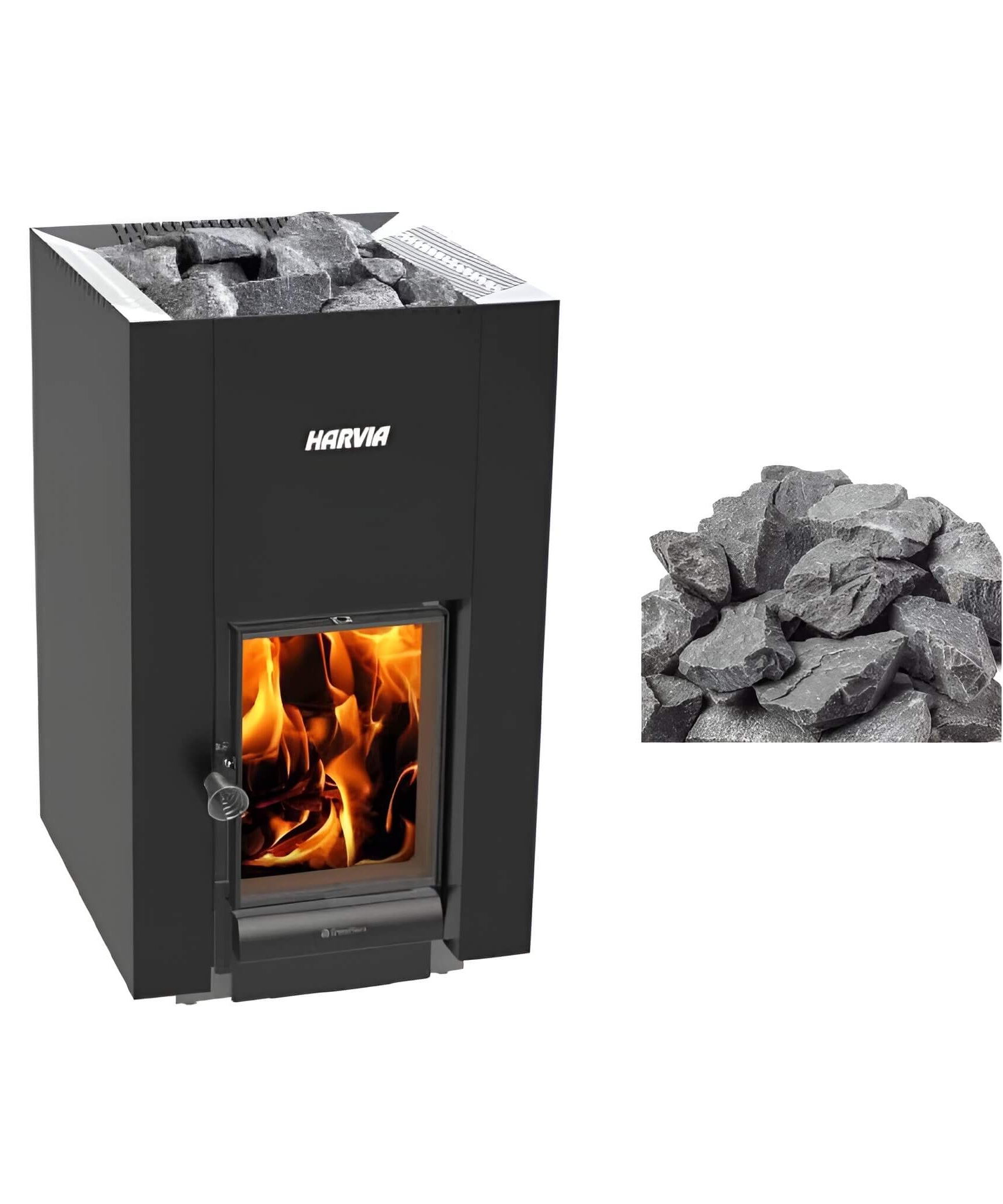Harvia GreenFlame 22 Linear 15.7KW Wood Sauna Stove With Sauna Stones [WKLI22GM] (SAK62094)