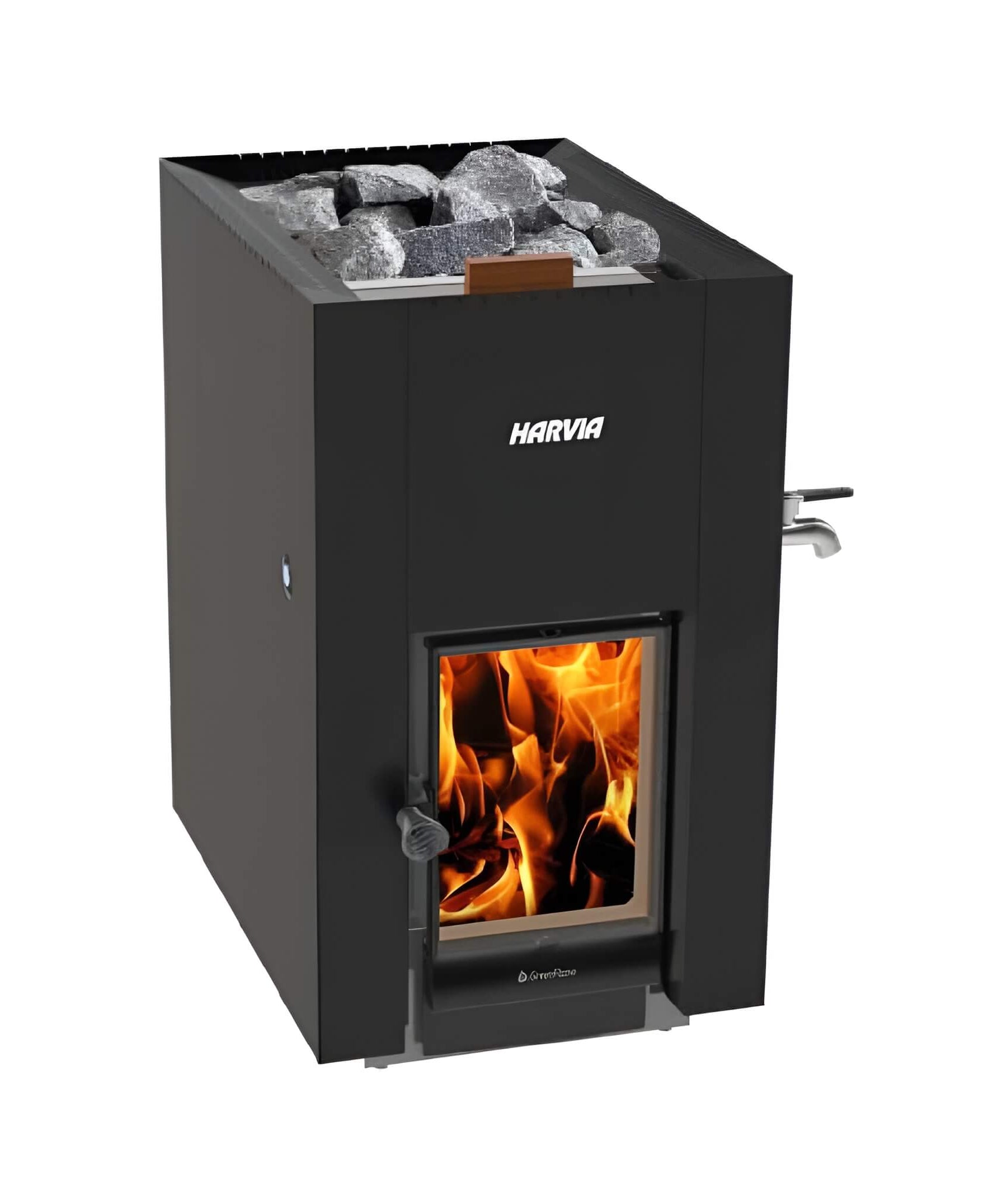 Harvia GreenFlame ES 22 Linear 15.7KW Black Wood Sauna Stove With Sauna Stones [WKLI22GESM] (SAK31692)