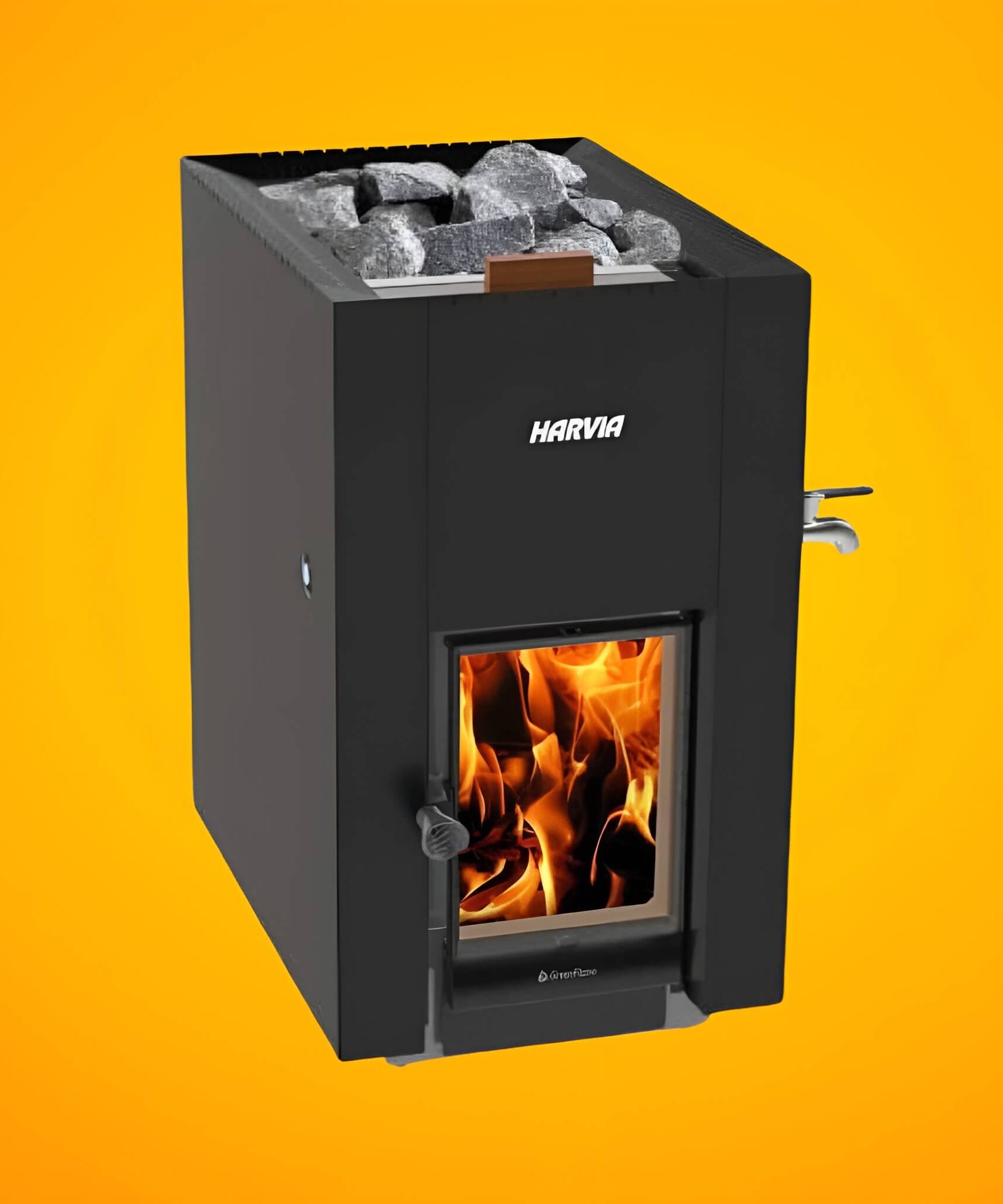 Harvia GreenFlame ES 22 Linear 15.7KW Black Wood Sauna Stove With Sauna Stones [WKLI22GESM] (SAK31692)