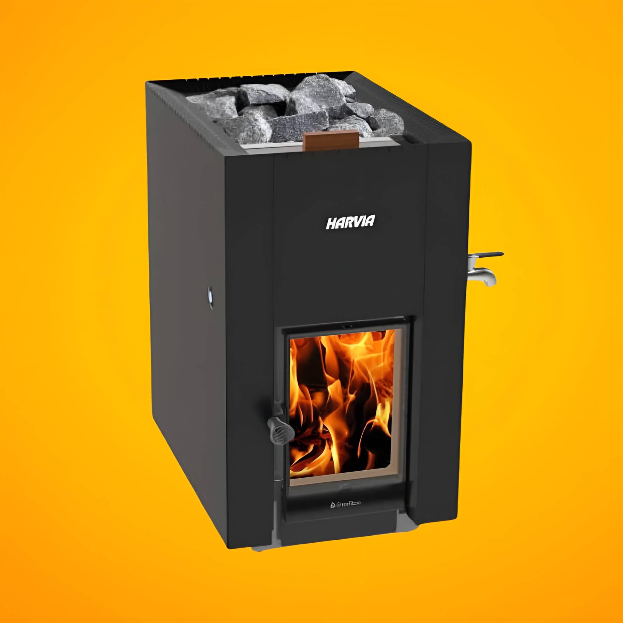 Harvia GreenFlame ES 22 Linear 15.7KW Black Wood Sauna Stove With Sauna Stones [WKLI22GESM] (SAK31692)