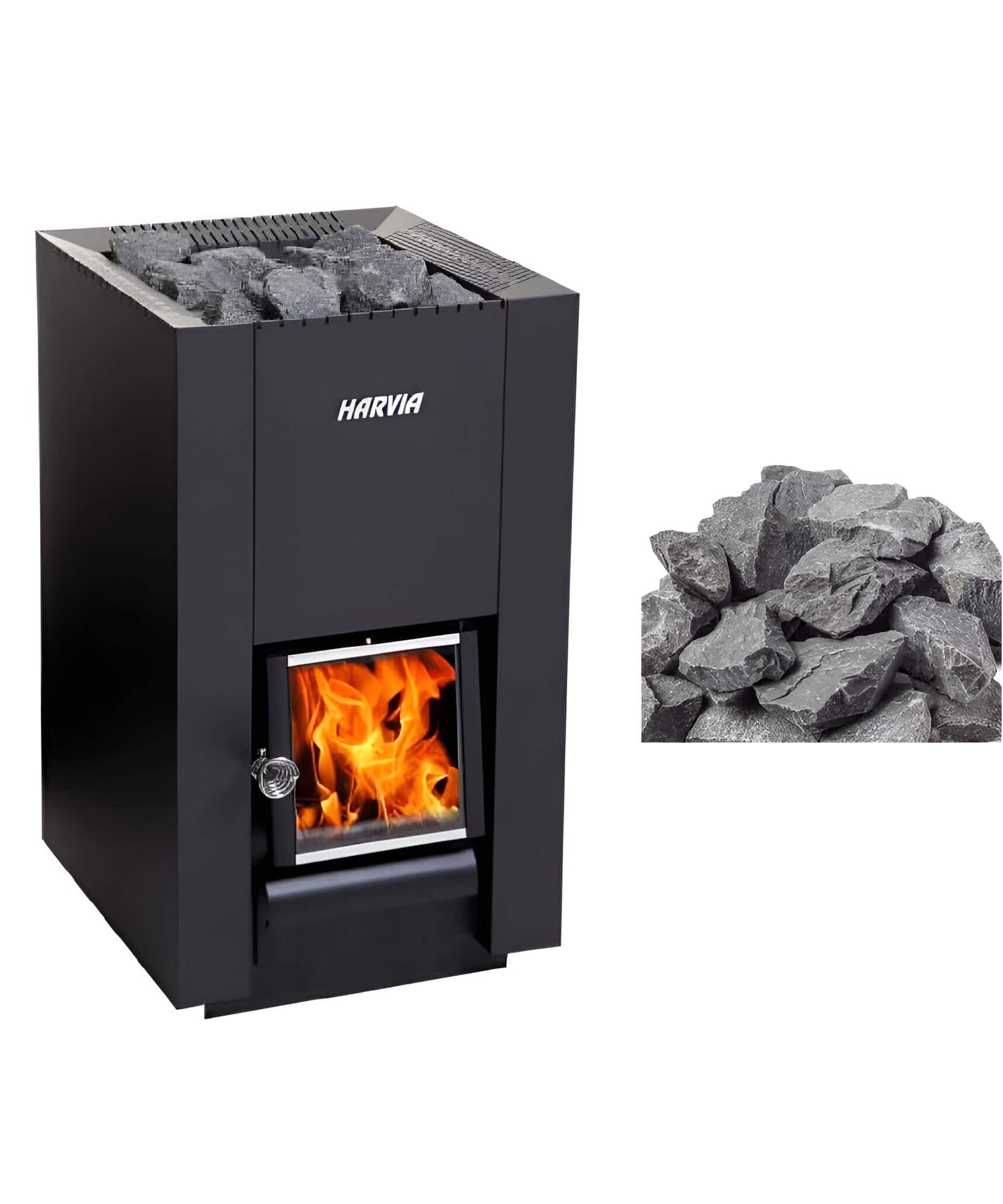 Harvia Linear Black Wood Sauna Stove With Sauna Stones [WK16/20/28OC] (SAK15368)