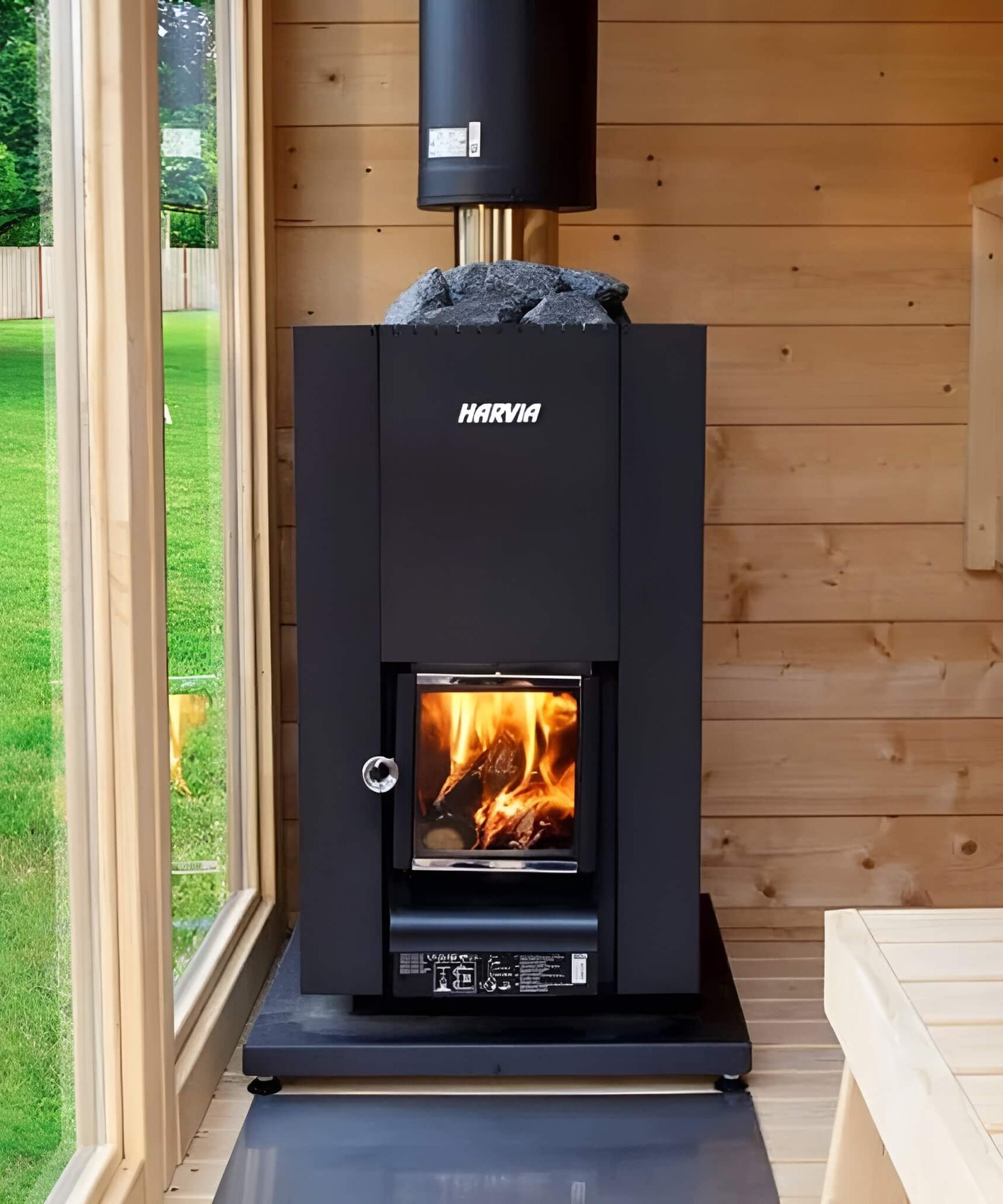 Harvia Linear Black Wood Sauna Stove With Sauna Stones [WK16/20/28OC] (SAK15368)