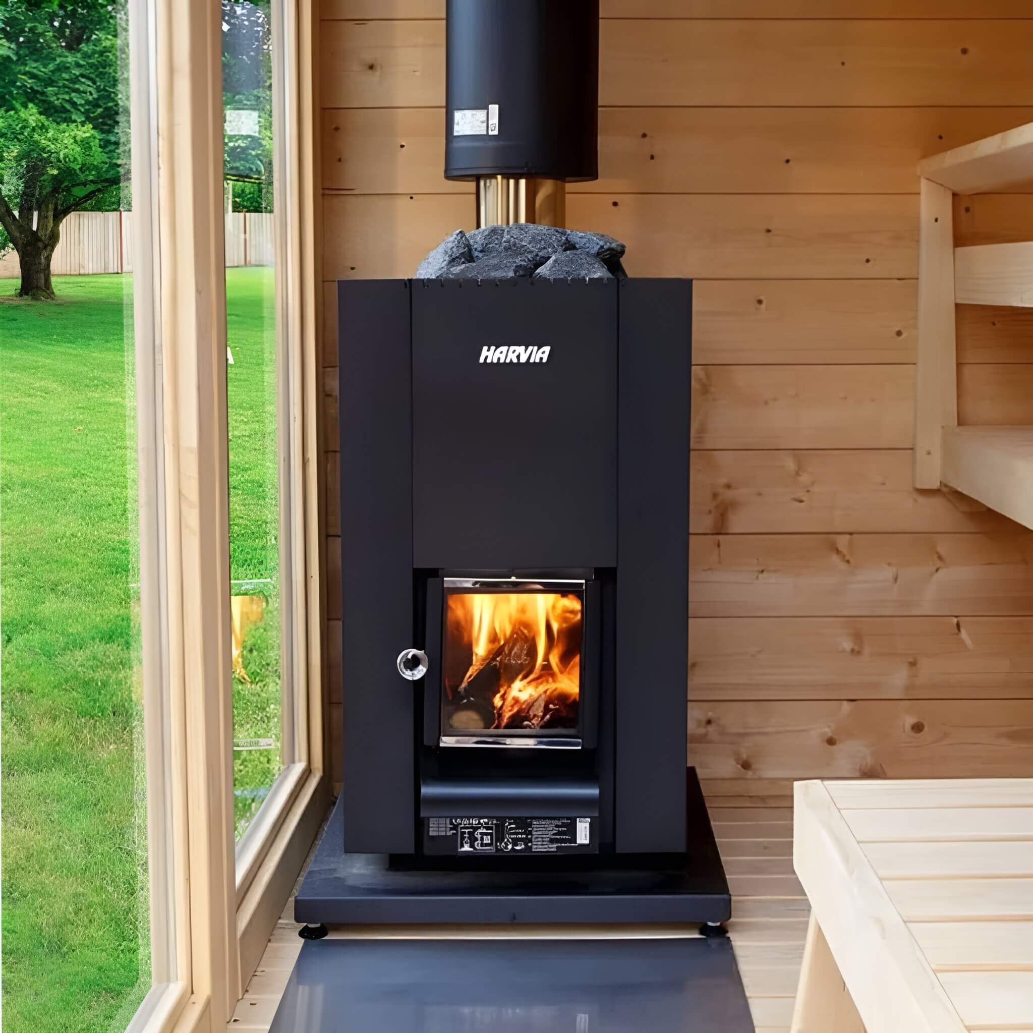 Harvia Linear Black Wood Sauna Stove With Sauna Stones [WK16/20/28OC] (SAK15368)