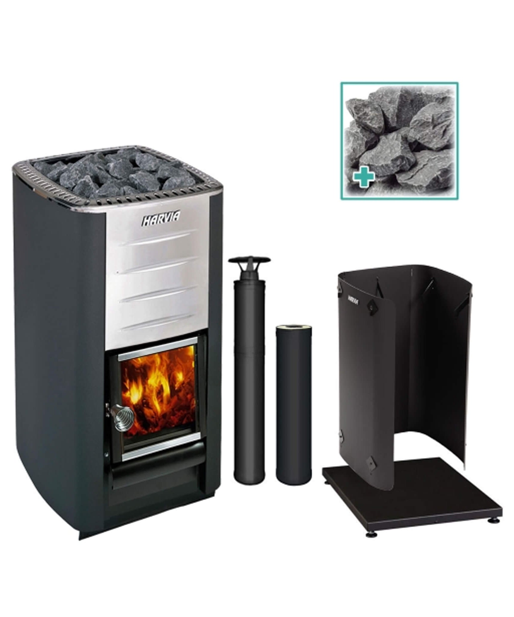 Harvia M3 16.5KW Premium Wood-Burning Sauna Stove Kit [M3 SS PKG] (SAK19523)